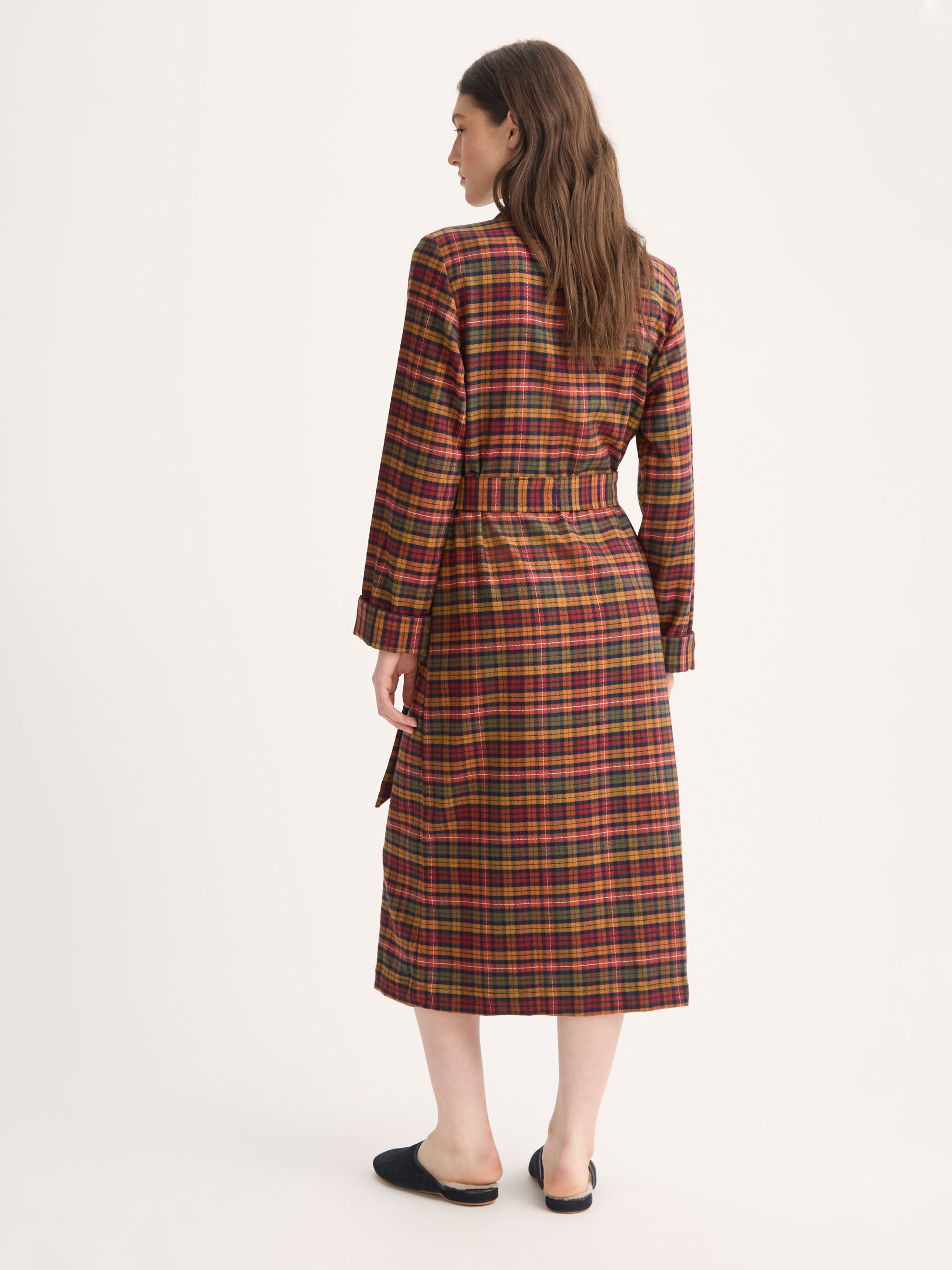 Women's Dressing Gown Kelburn Brushed Cotton Multicolour Check