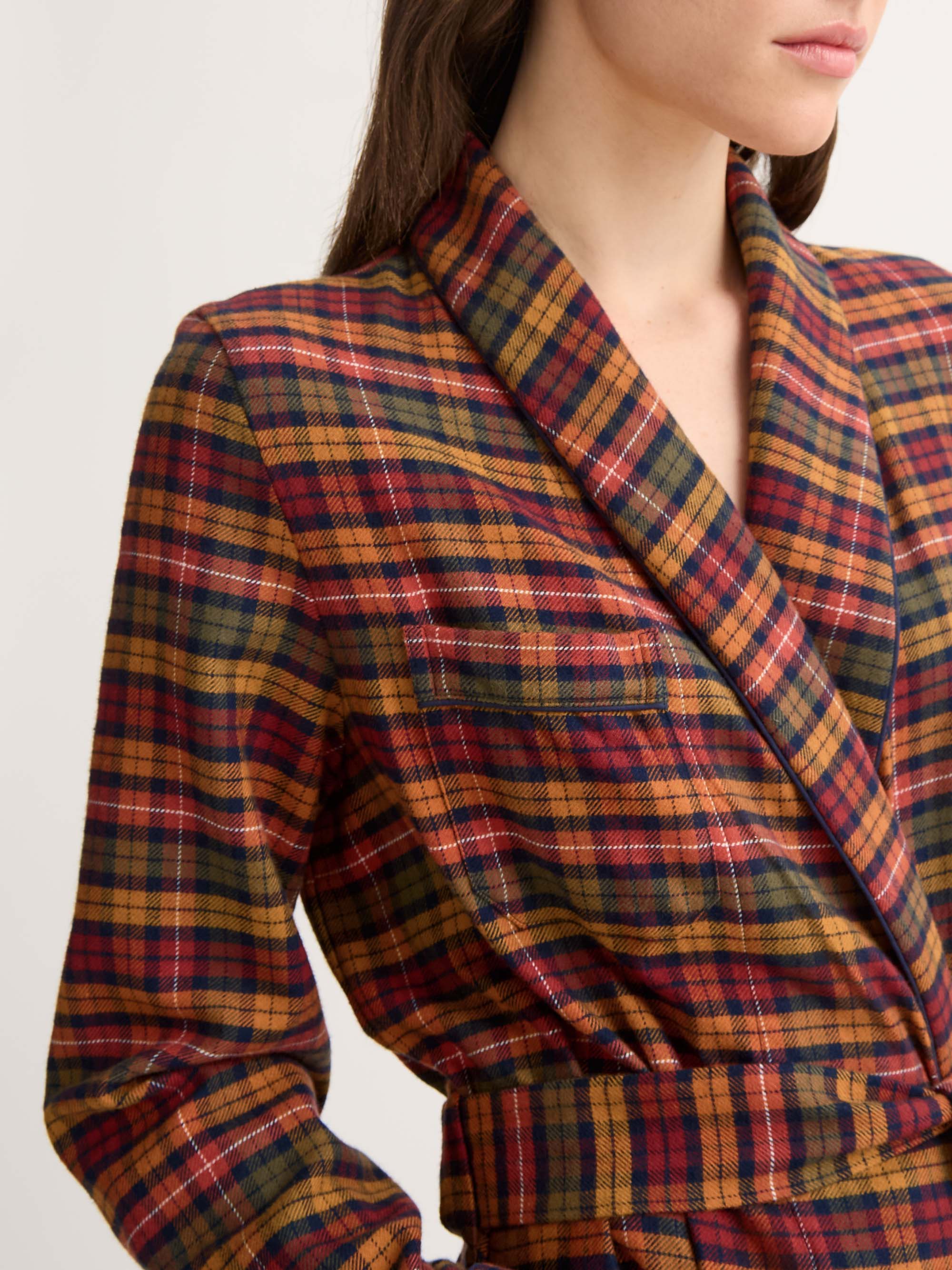 Women's Dressing Gown Kelburn Brushed Cotton Multicolour Check