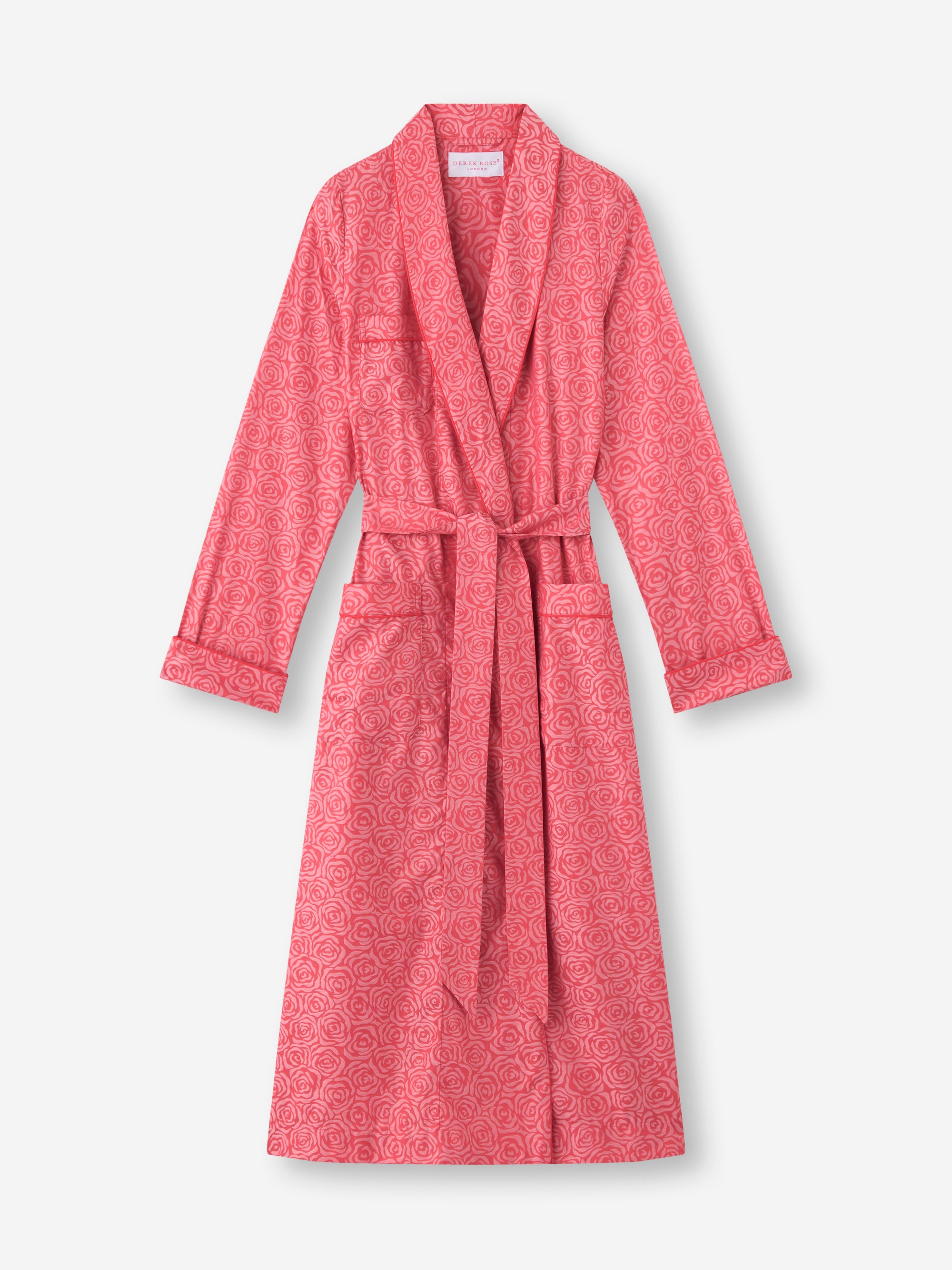 Women's Dressing Gown Paris Cotton Red Rose | Derek Rose