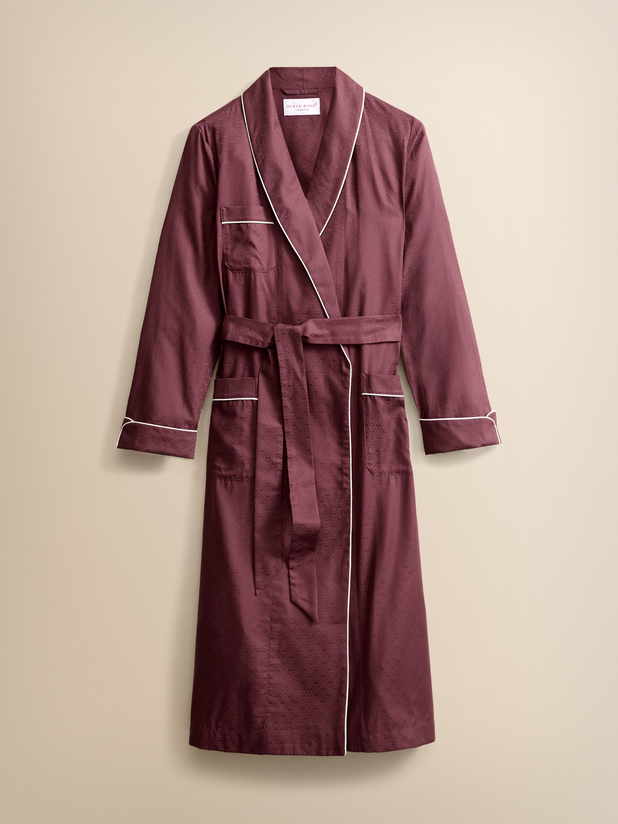 Paris Cotton Jacquard Dressing Gown Roan Rouge Damask