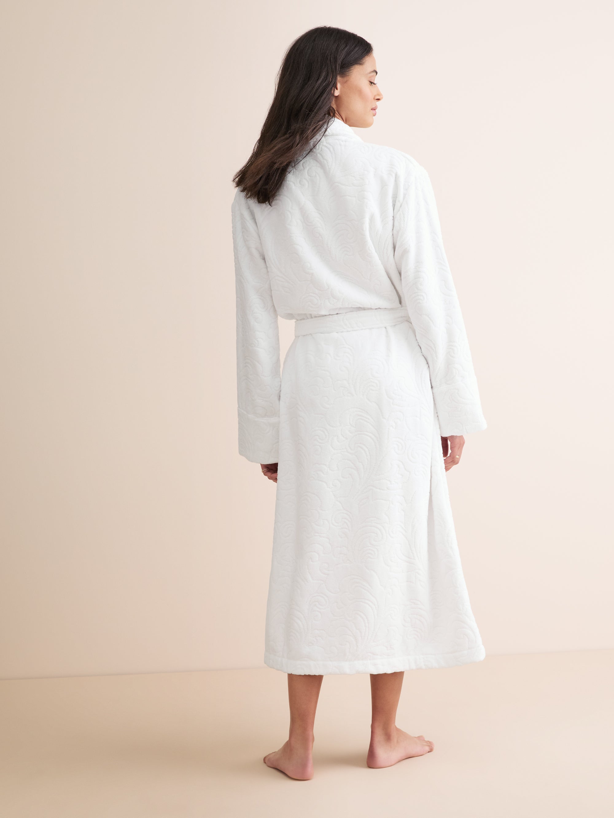 Arden Cotton Velour Bathrobe White Botanical