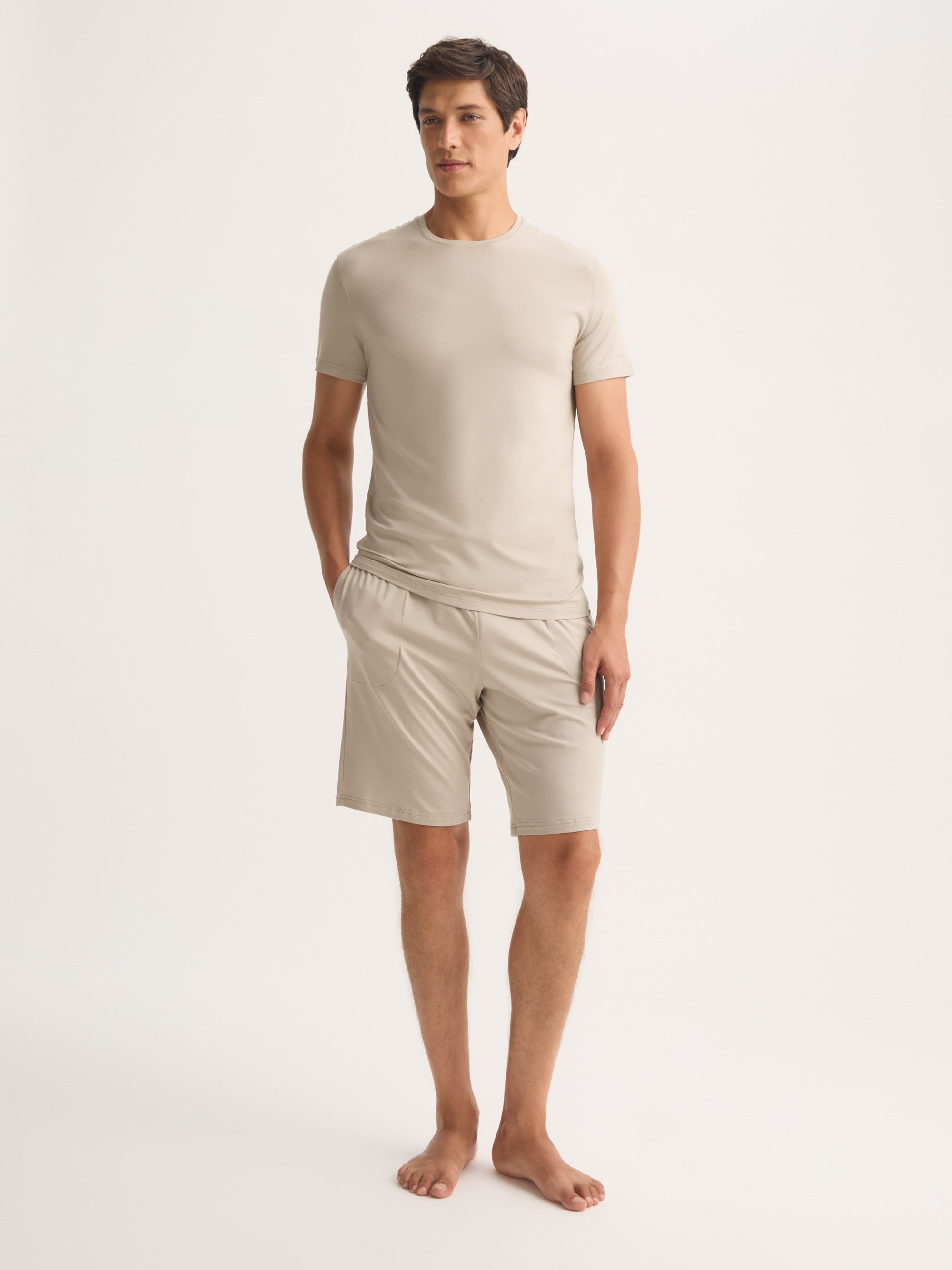 Men's T-Shirt Basel Micro Modal Stretch Light Stone