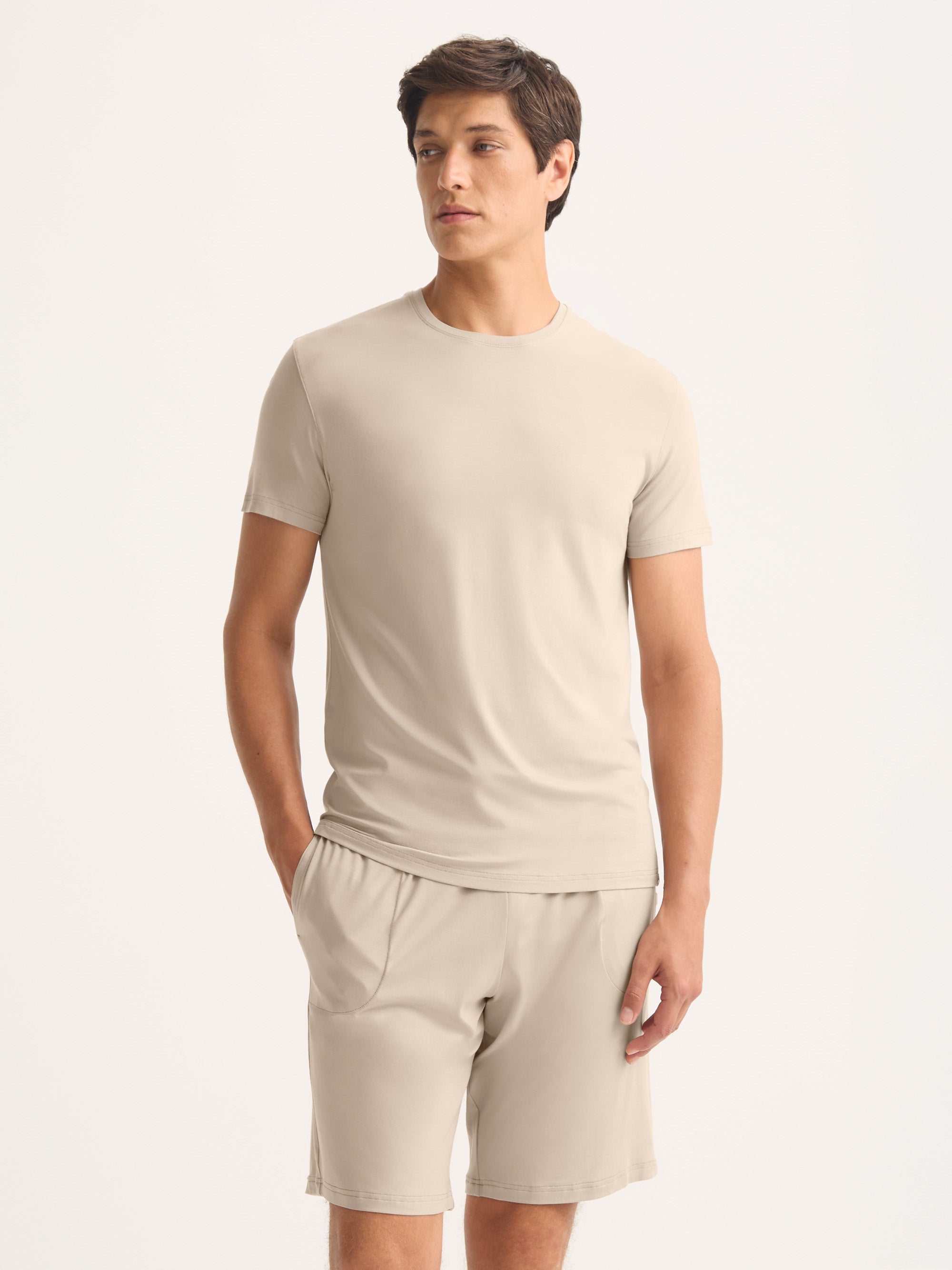 Men's T-Shirt Basel Micro Modal Stretch Light Stone