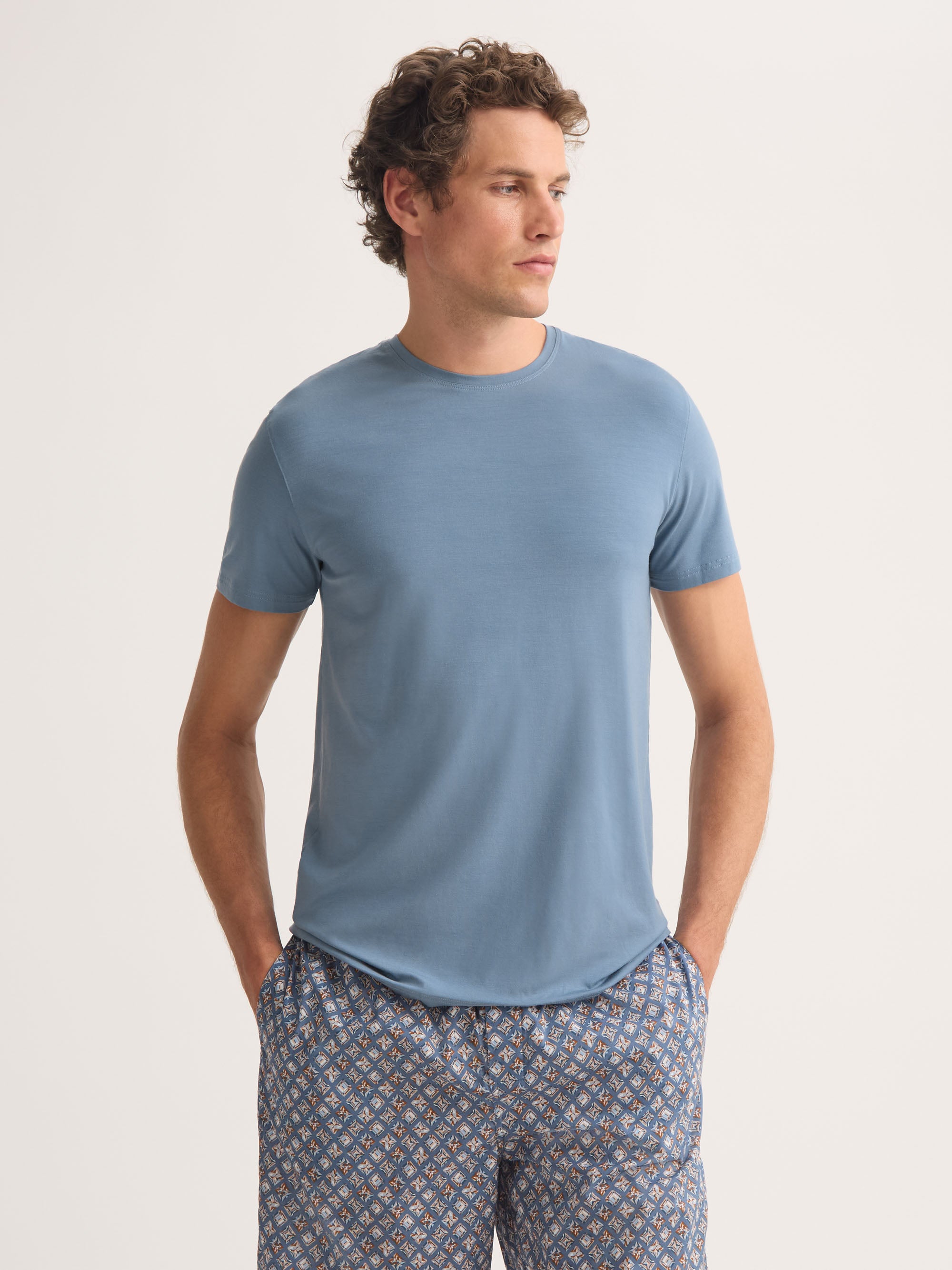 Men's T-Shirt Basel Micro Modal Stretch Storm Blue