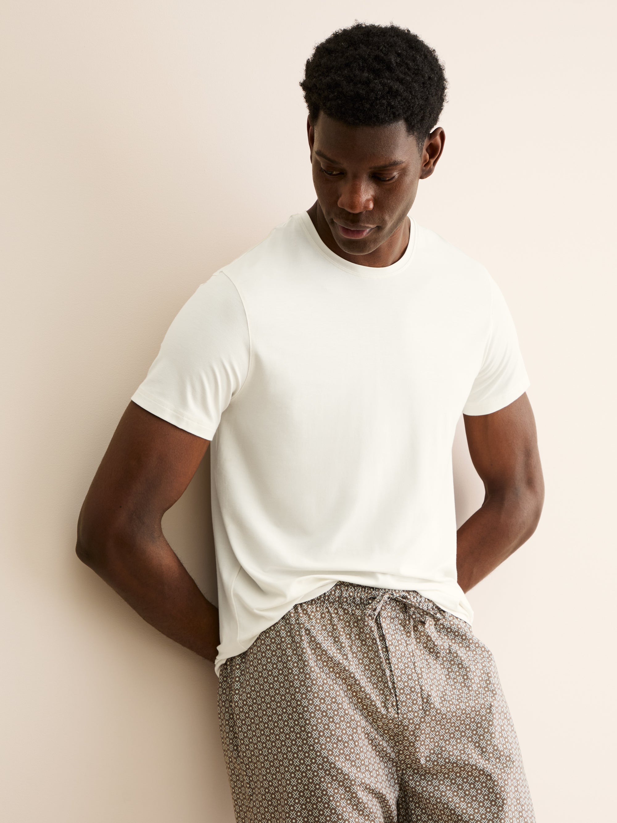Men's T-Shirt Basel Micro Modal Stretch Vanilla | Derek Rose