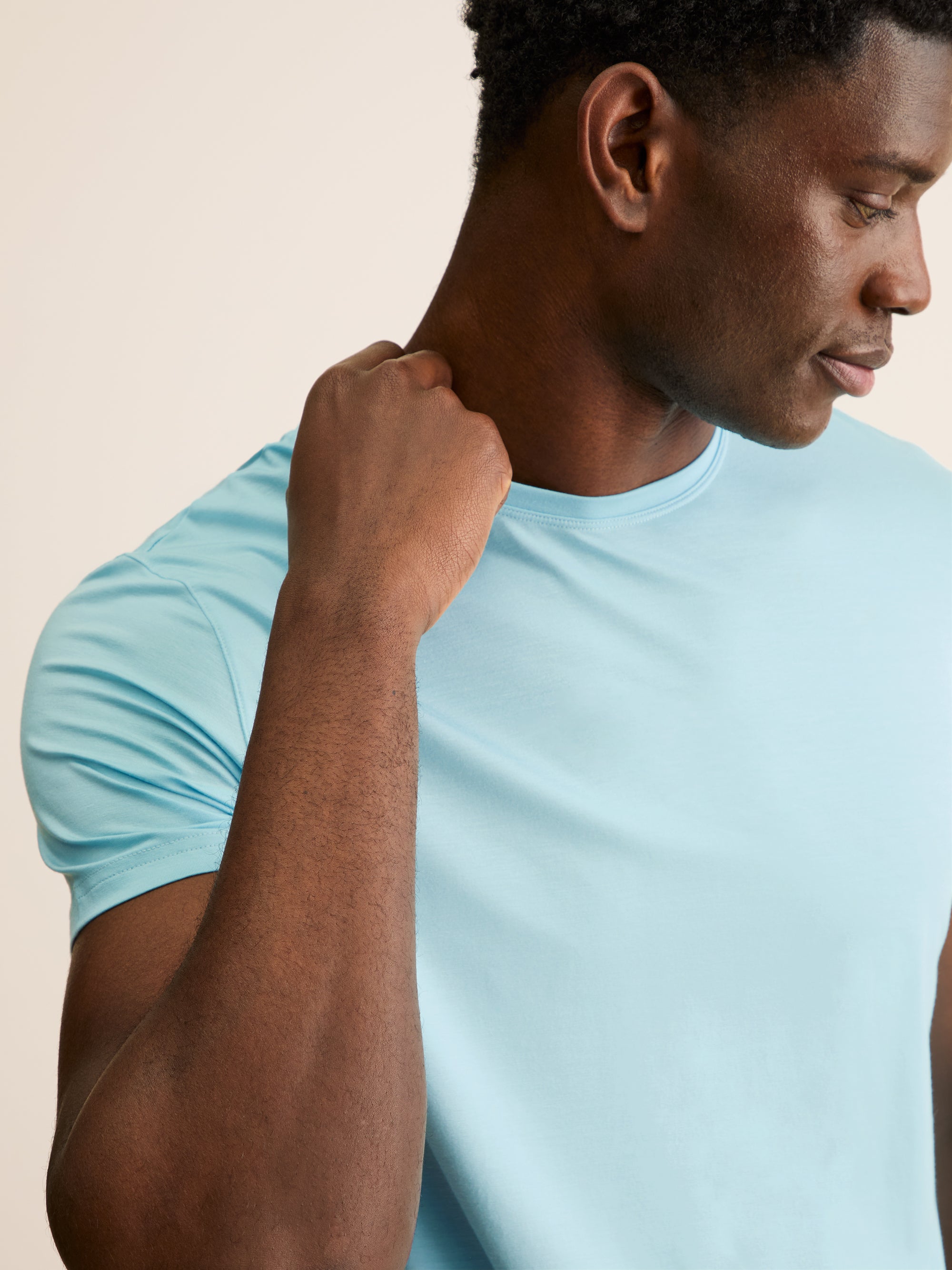 Men's T-Shirt Basel Micro Modal Stretch Powder Blue | Derek Rose