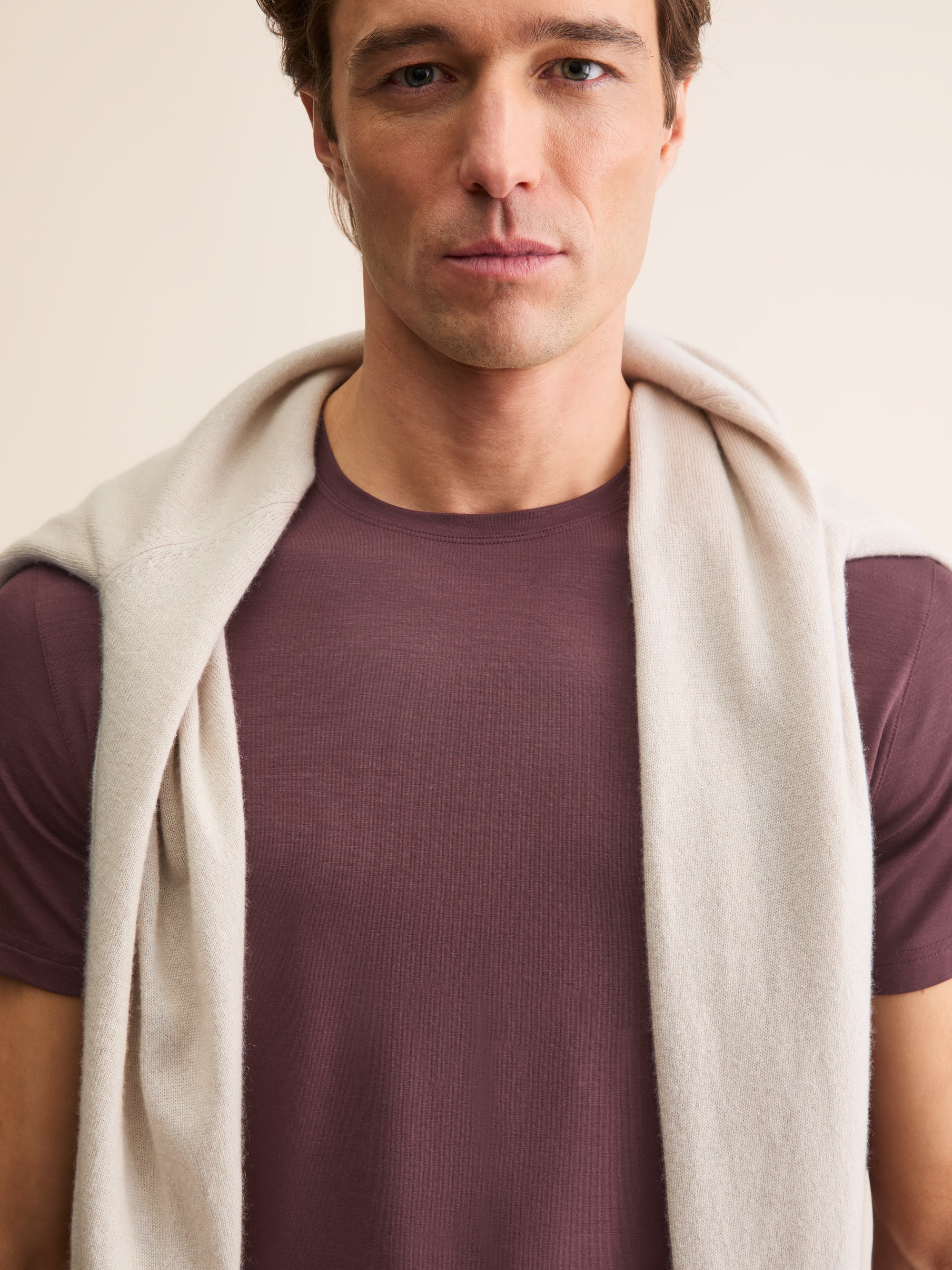 Men's T-Shirt Basel Micro Modal Stretch Mahogany Brown