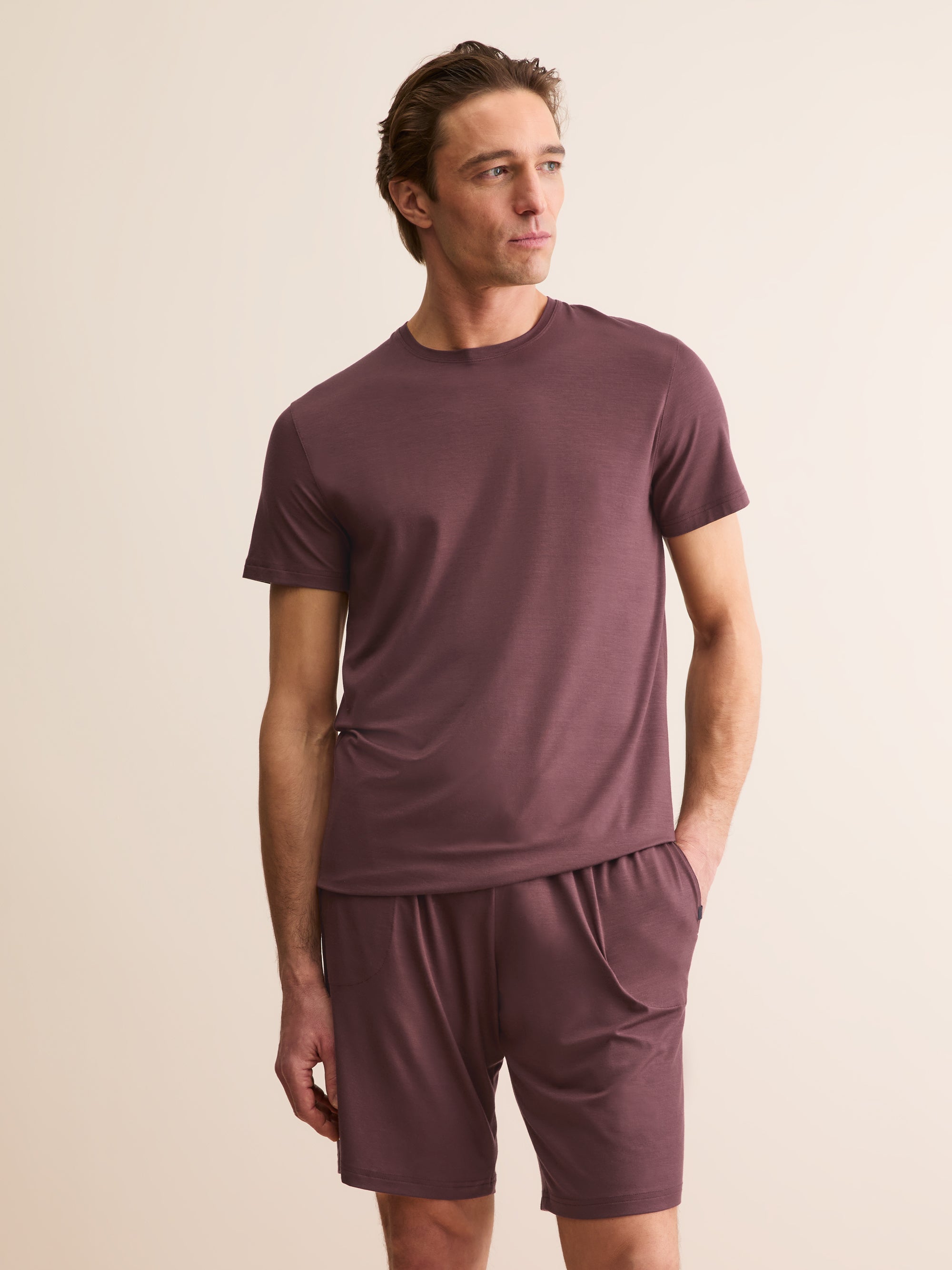 Men's T-Shirt Basel Micro Modal Stretch Mahogany Brown