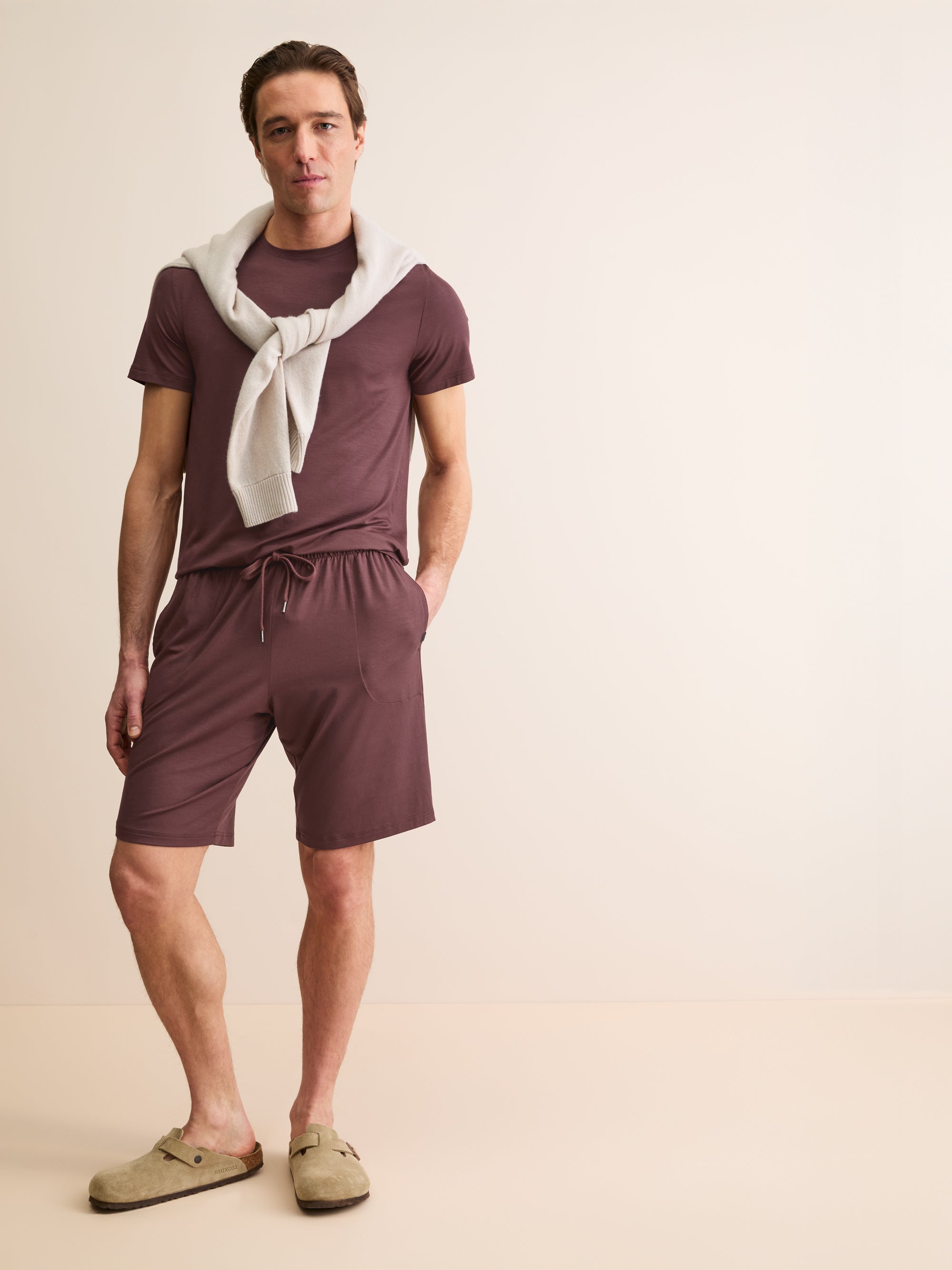 Men's T-Shirt Basel Micro Modal Stretch Mahogany Brown