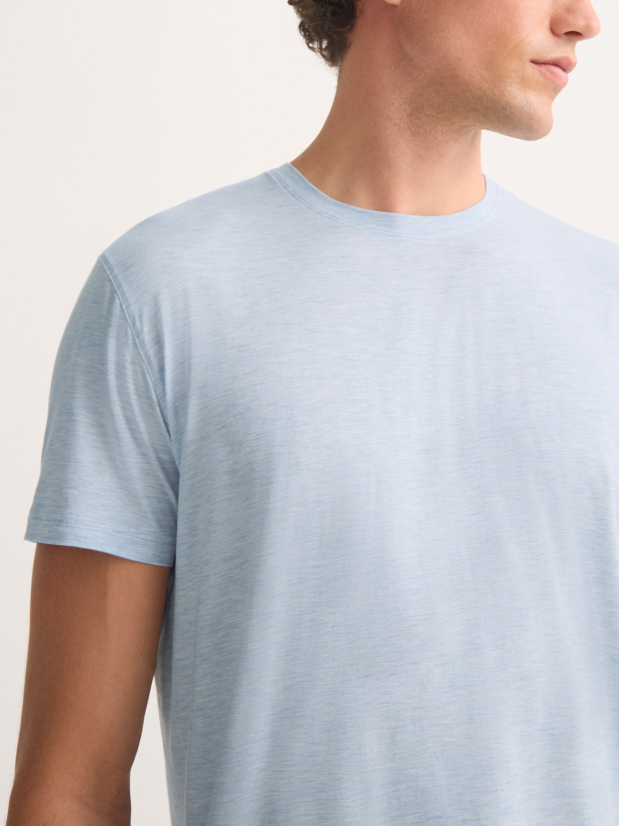 Men's T-Shirt Ethan Micro Modal Stretch Light Blue Marl