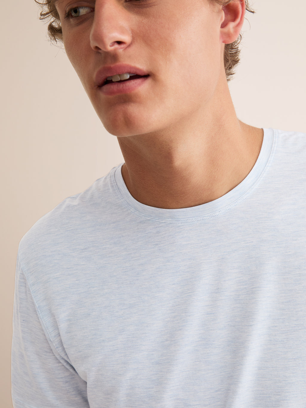 T Shirt Ethan Micro Modal Stretch Light Blue Marl