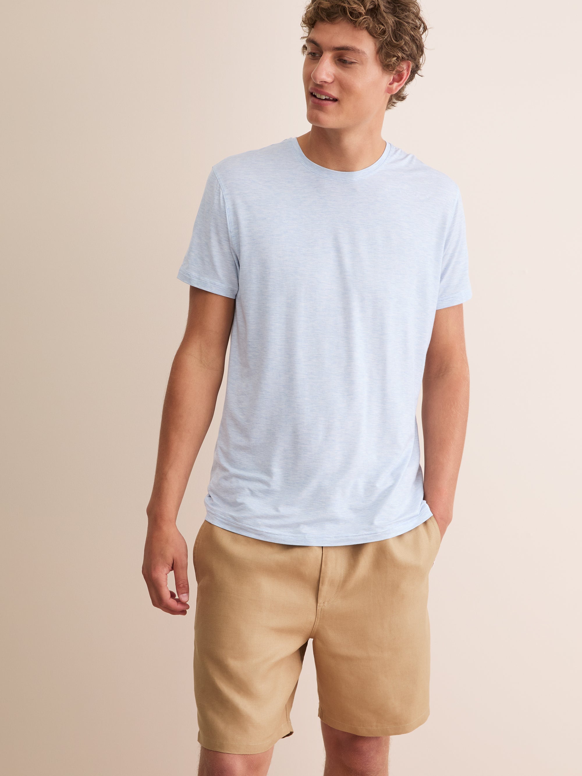 Men's T-Shirt Ethan Micro Modal Stretch Light Blue Marl