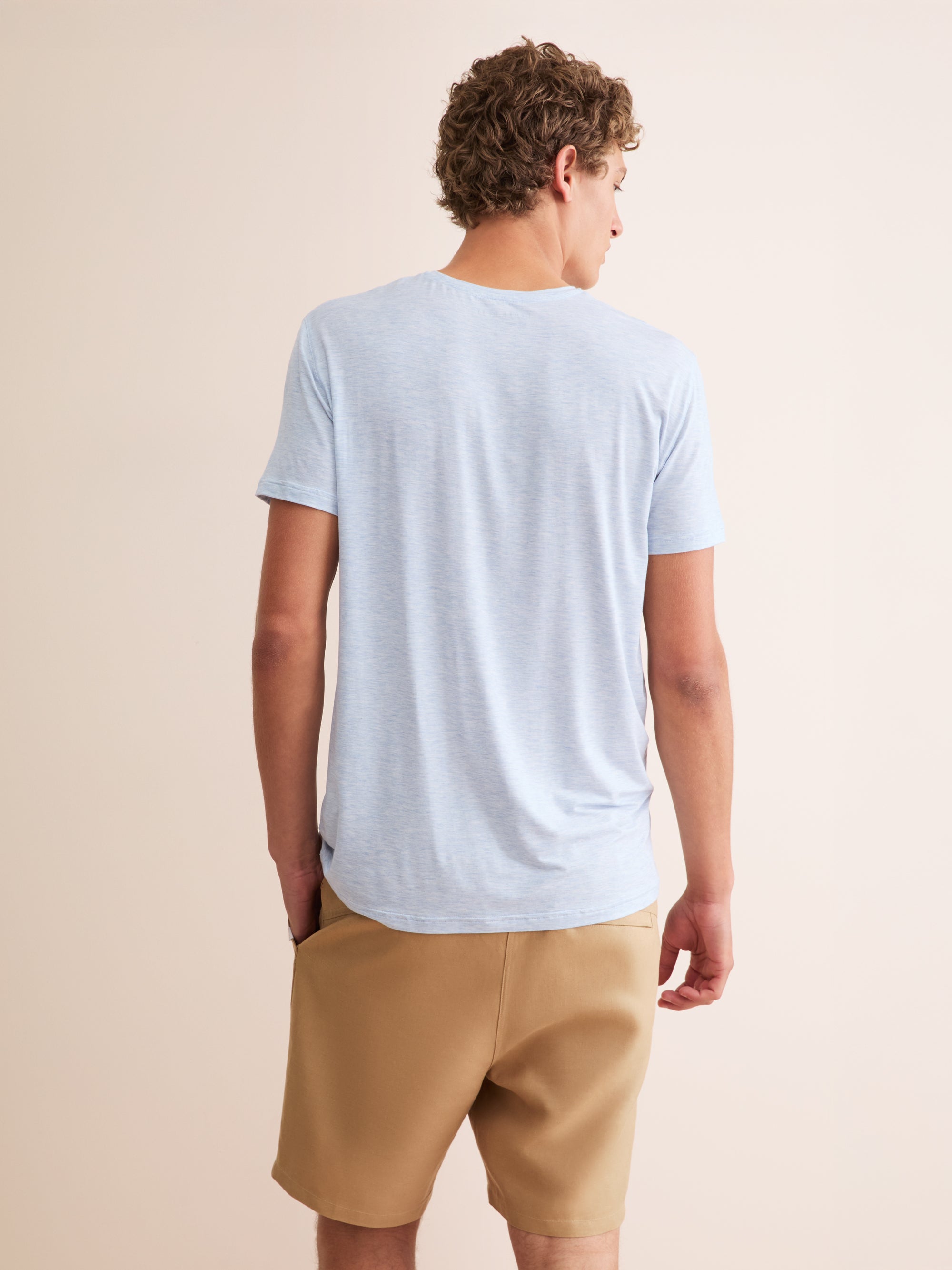 Men's T-Shirt Ethan Micro Modal Stretch Light Blue Marl