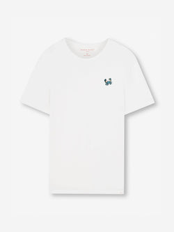 Men's T-Shirt Pima Cotton White Embroidered Rory Crab