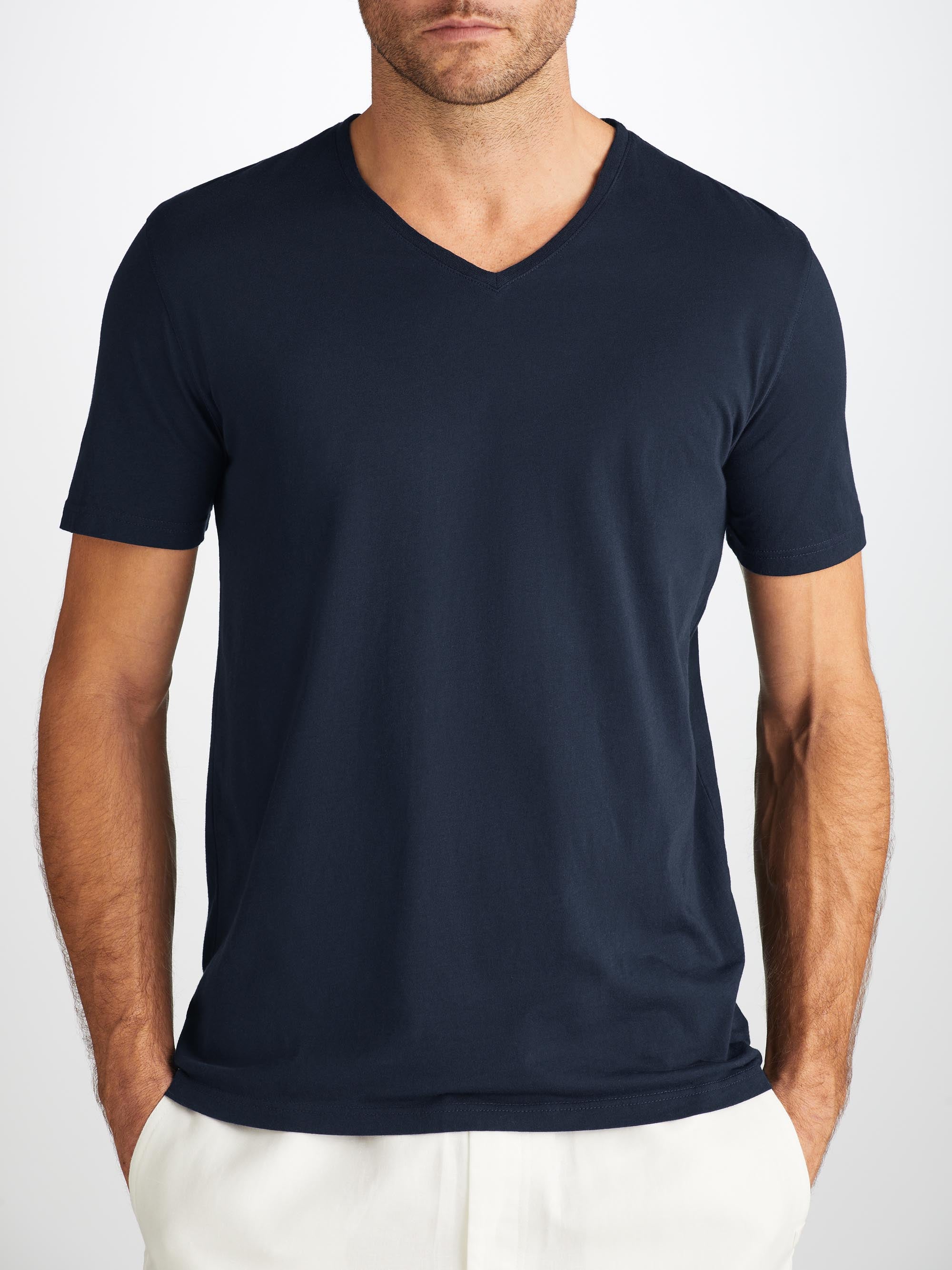Men's V-Neck T-Shirt Riley Pima Cotton Navy