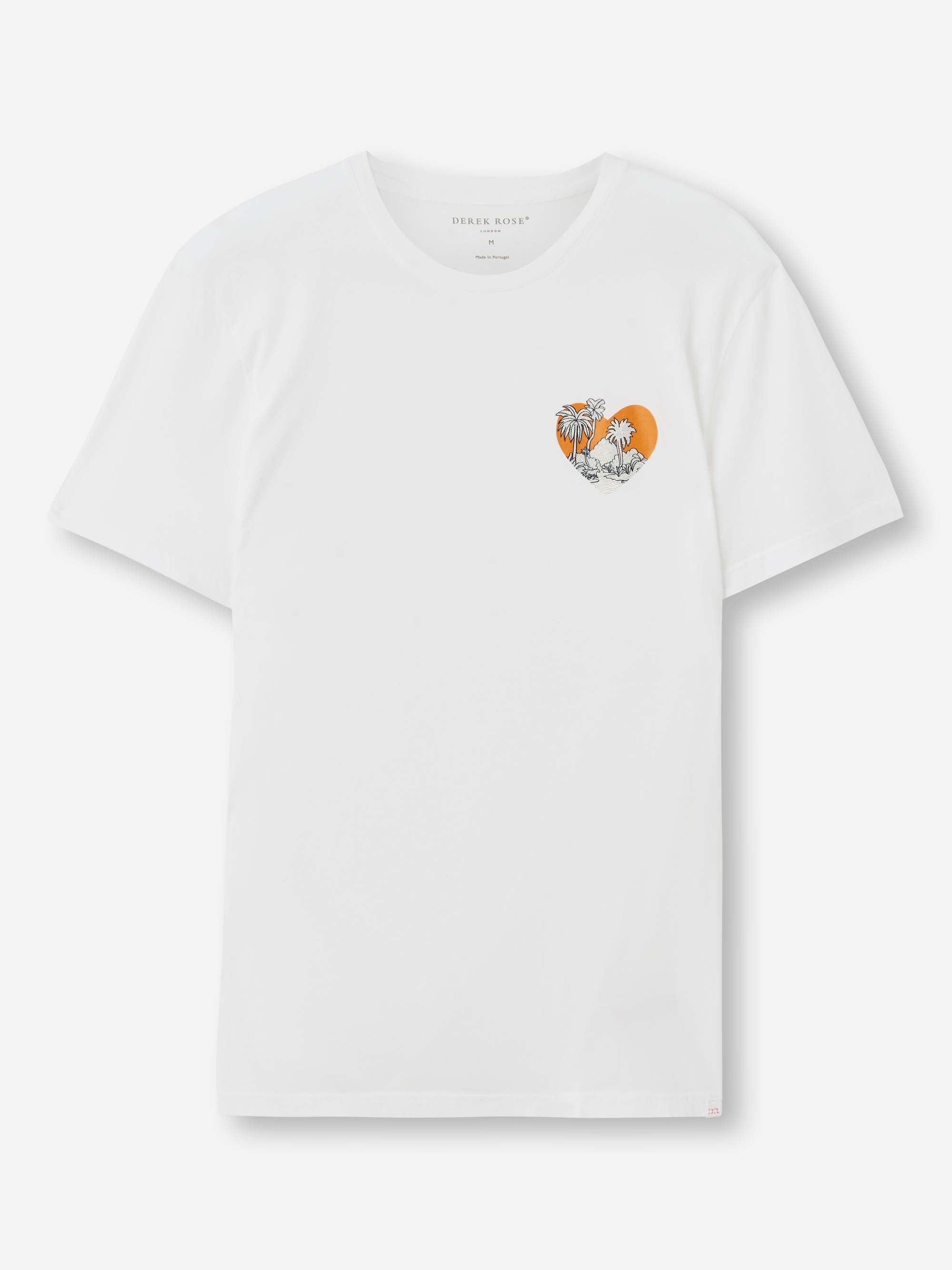 Men's T-Shirt Pima Cotton White Jungle Motif
