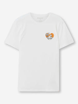 Men's T-Shirt Pima Cotton White Jungle Motif
