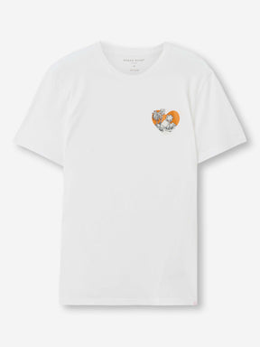 Men's T-Shirt Pima Cotton White Jungle Motif