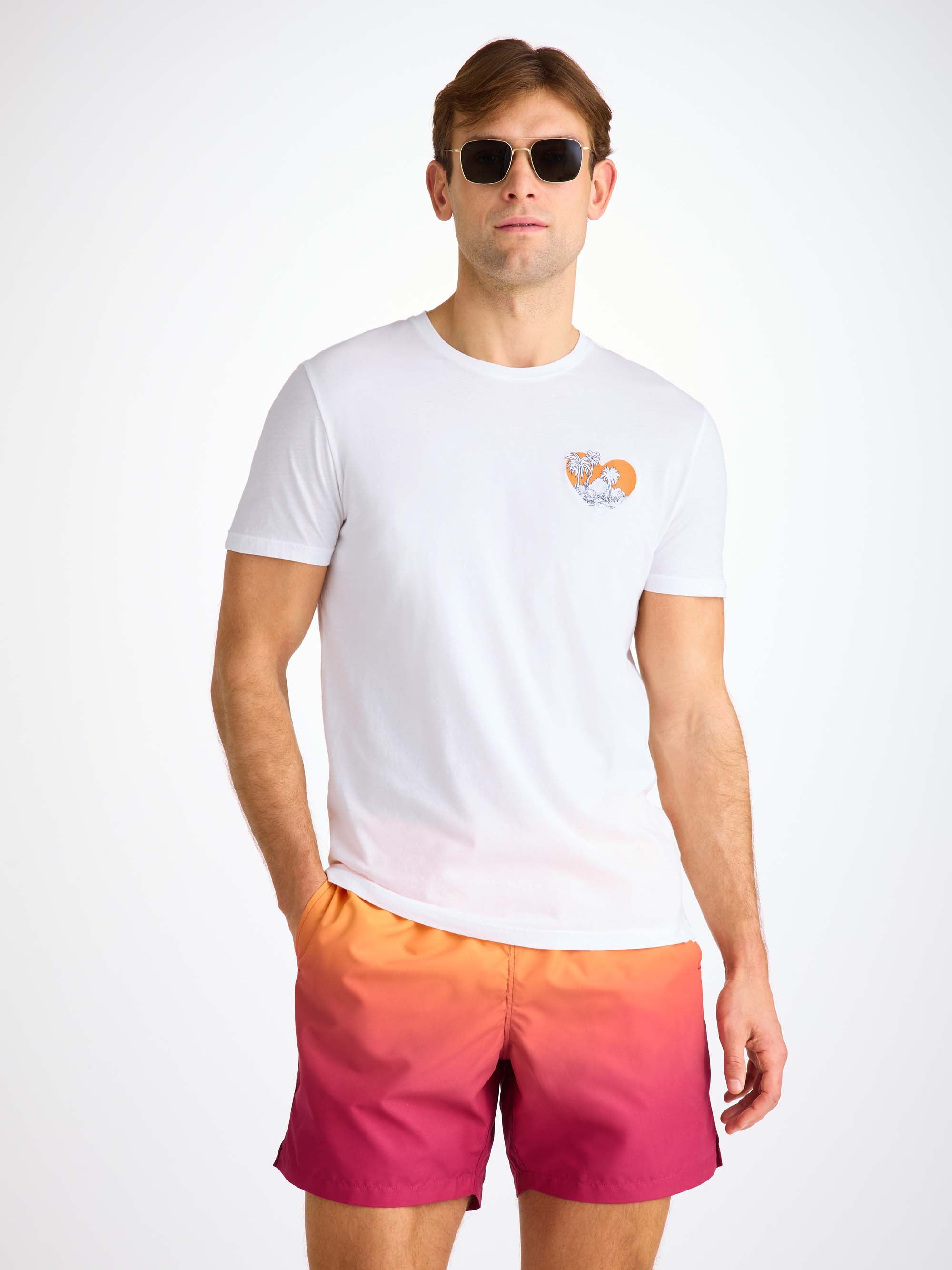Men's T-Shirt Pima Cotton White Jungle Motif