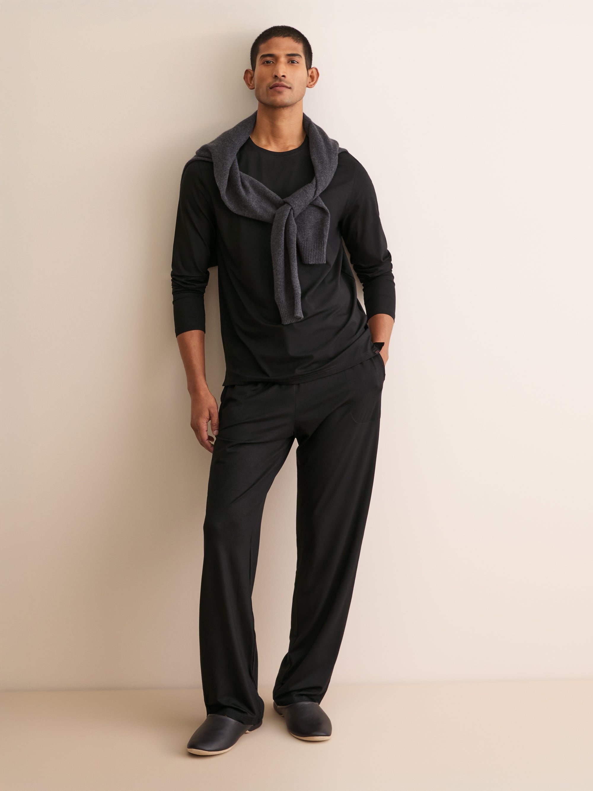 Men's Long Sleeve T-Shirt Basel Micro Modal Stretch Black