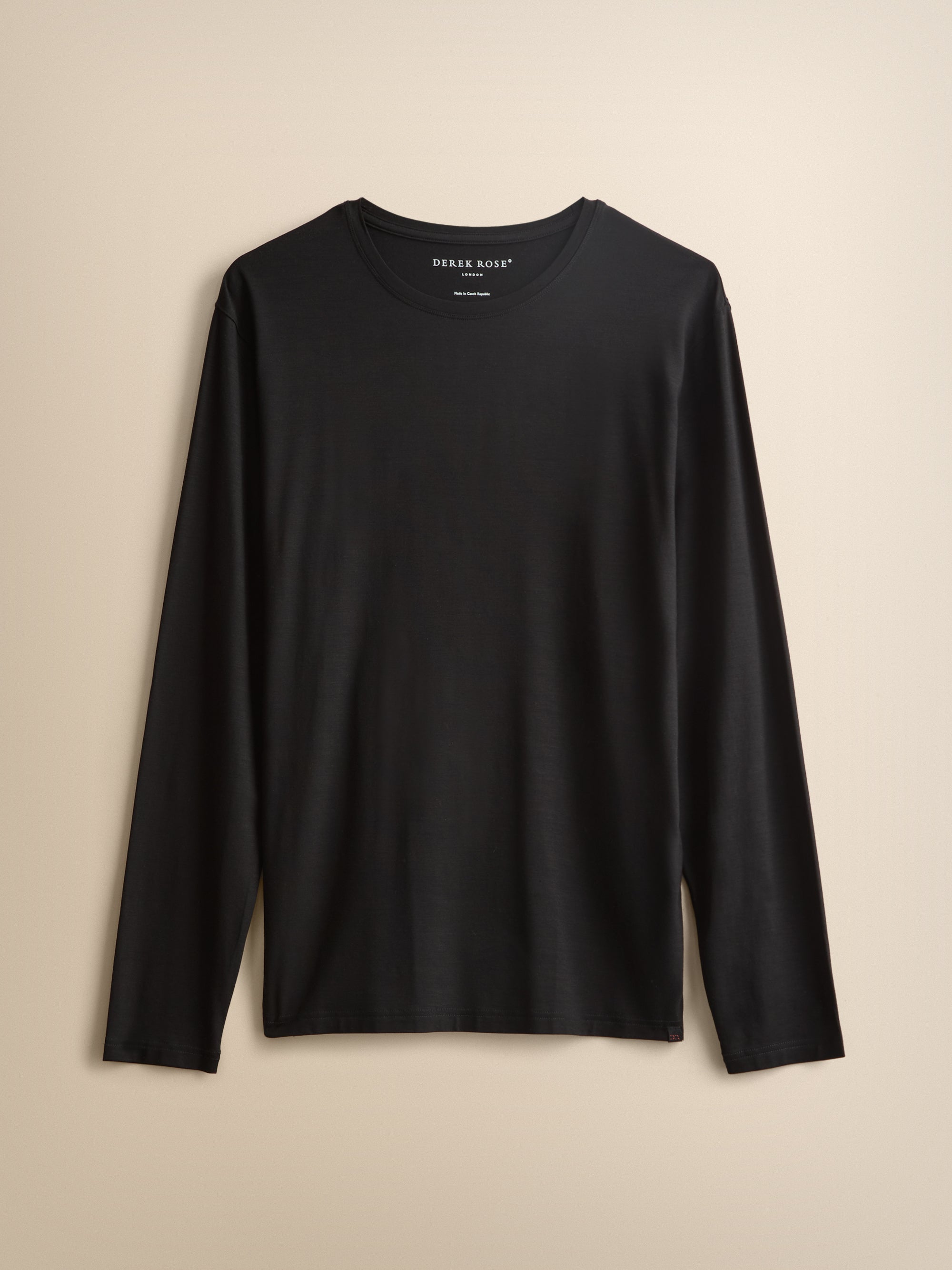 Men's Basel Micro Modal Long Sleeve T-Shirt Black | Derek Rose