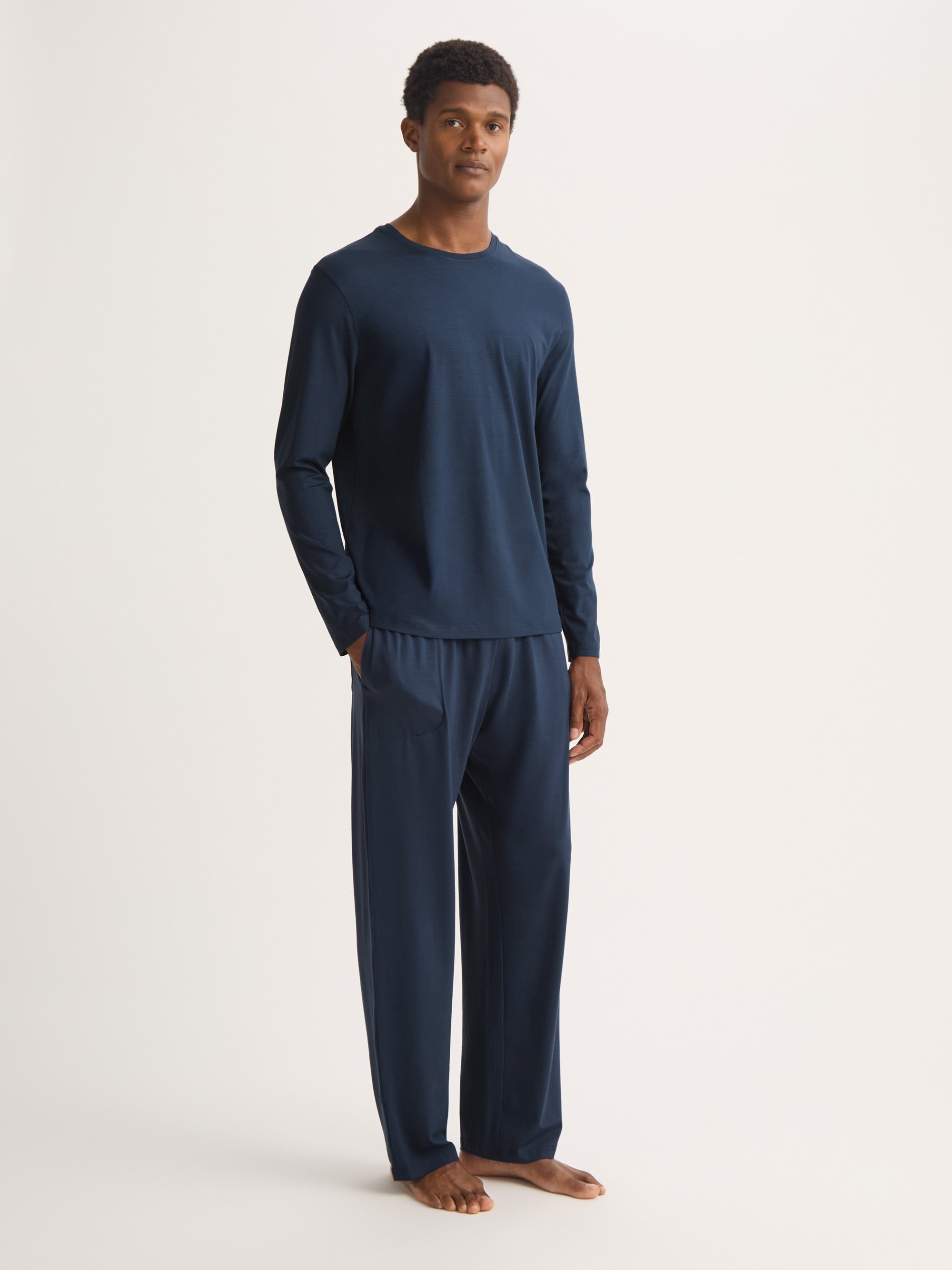 Men's Long Sleeve T-Shirt Basel Micro Modal Stretch Navy