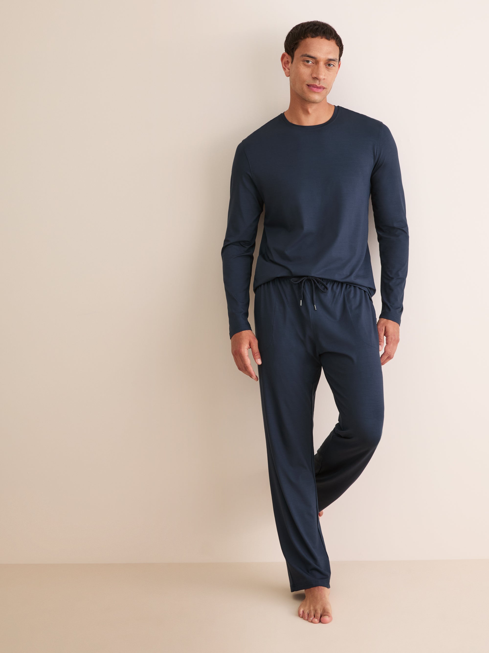 Men's Long Sleeve T-Shirt Basel Micro Modal Stretch Navy