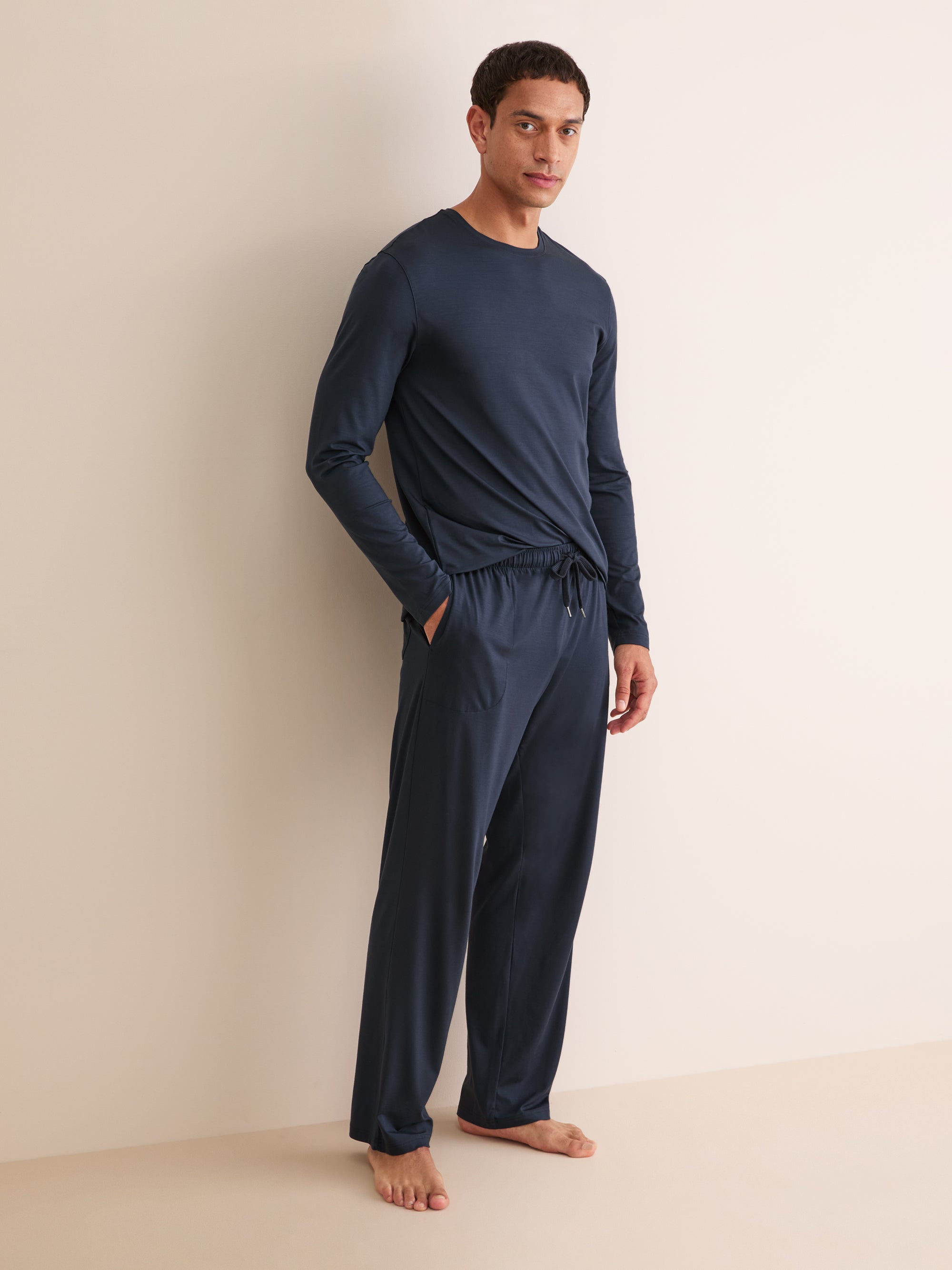 Men's Long Sleeve T-Shirt Basel Micro Modal Stretch Navy