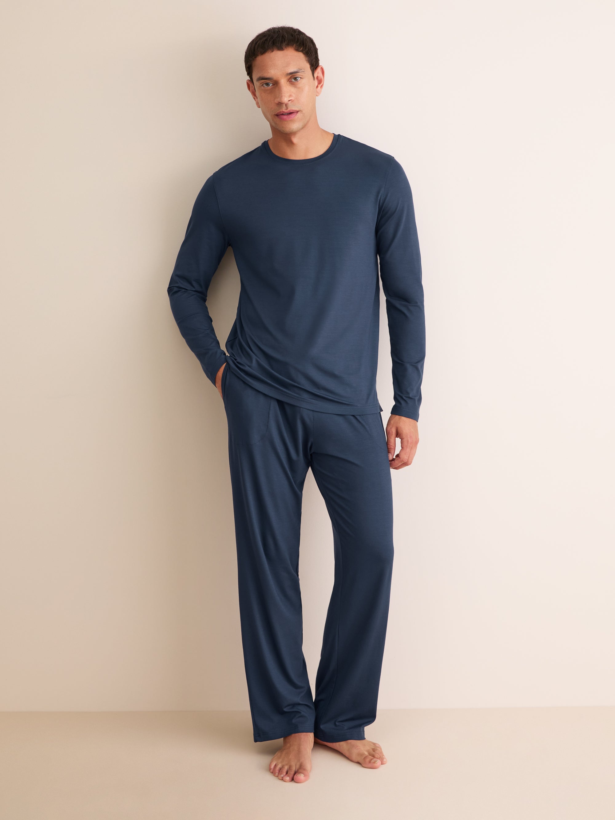Men's Long Sleeve T-Shirt Basel Micro Modal Stretch Navy