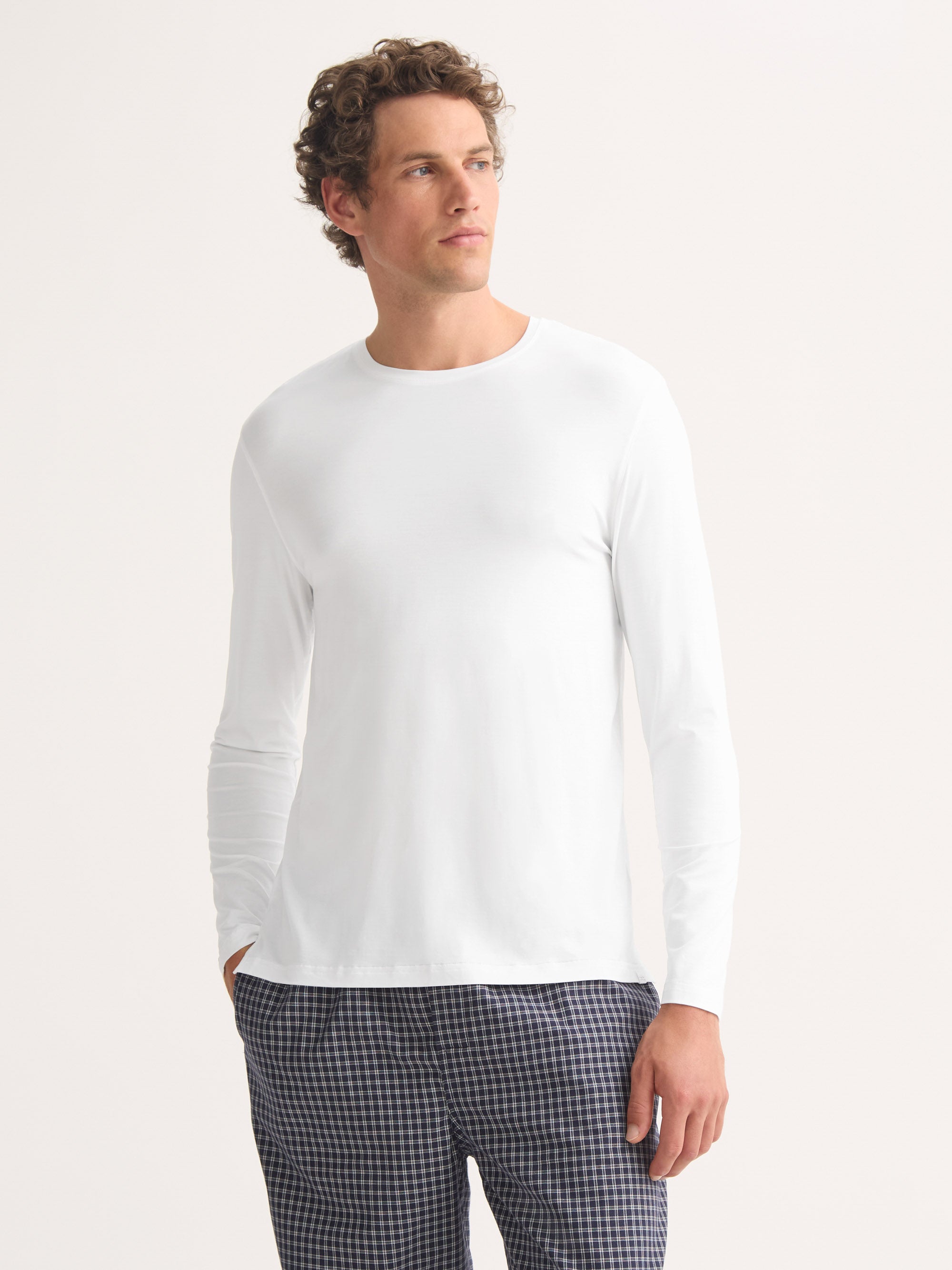 Men's Long Sleeve T-Shirt Basel Micro Modal Stretch White