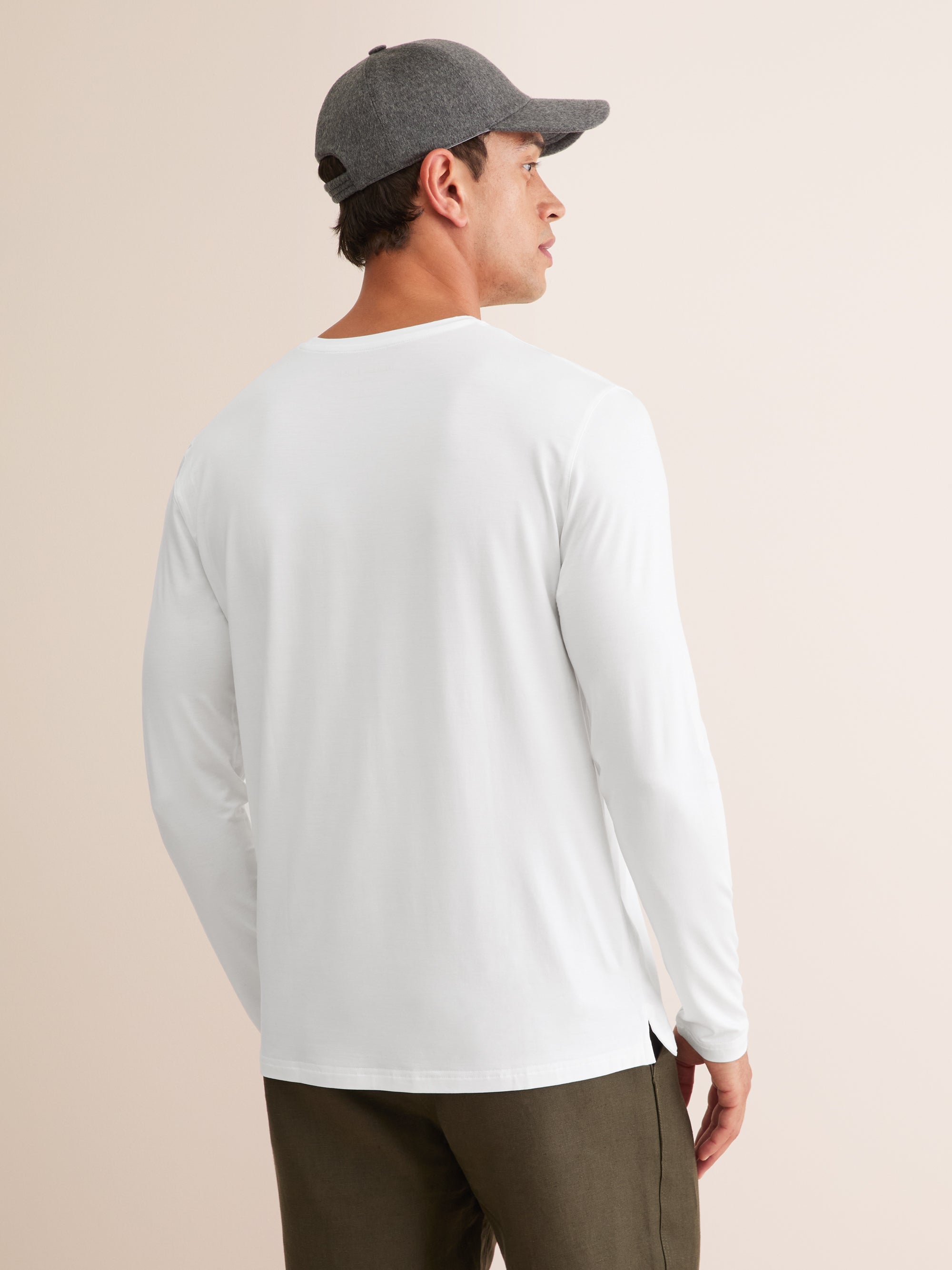 Men's Long Sleeve T-Shirt Basel Micro Modal Stretch White