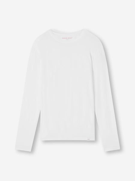 Mens Long T-Shirt Basel Micro Modal White | Derek Rose