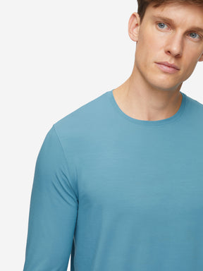 Men's Long Sleeve T-Shirt Basel Micro Modal Stretch Harbour Blue