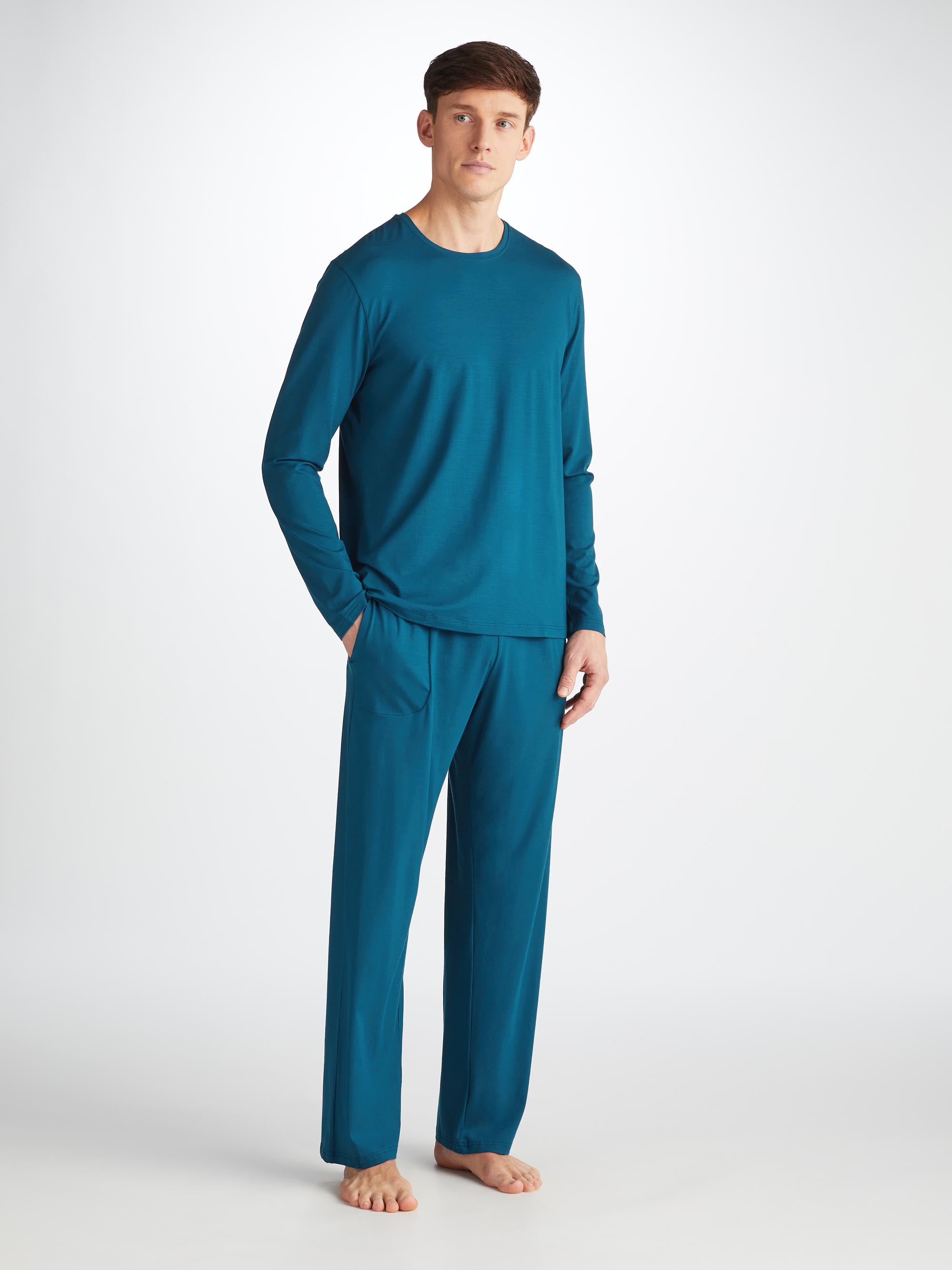 Men's Long Sleeve T-Shirt Basel Micro Modal Stretch Poseidon Blue