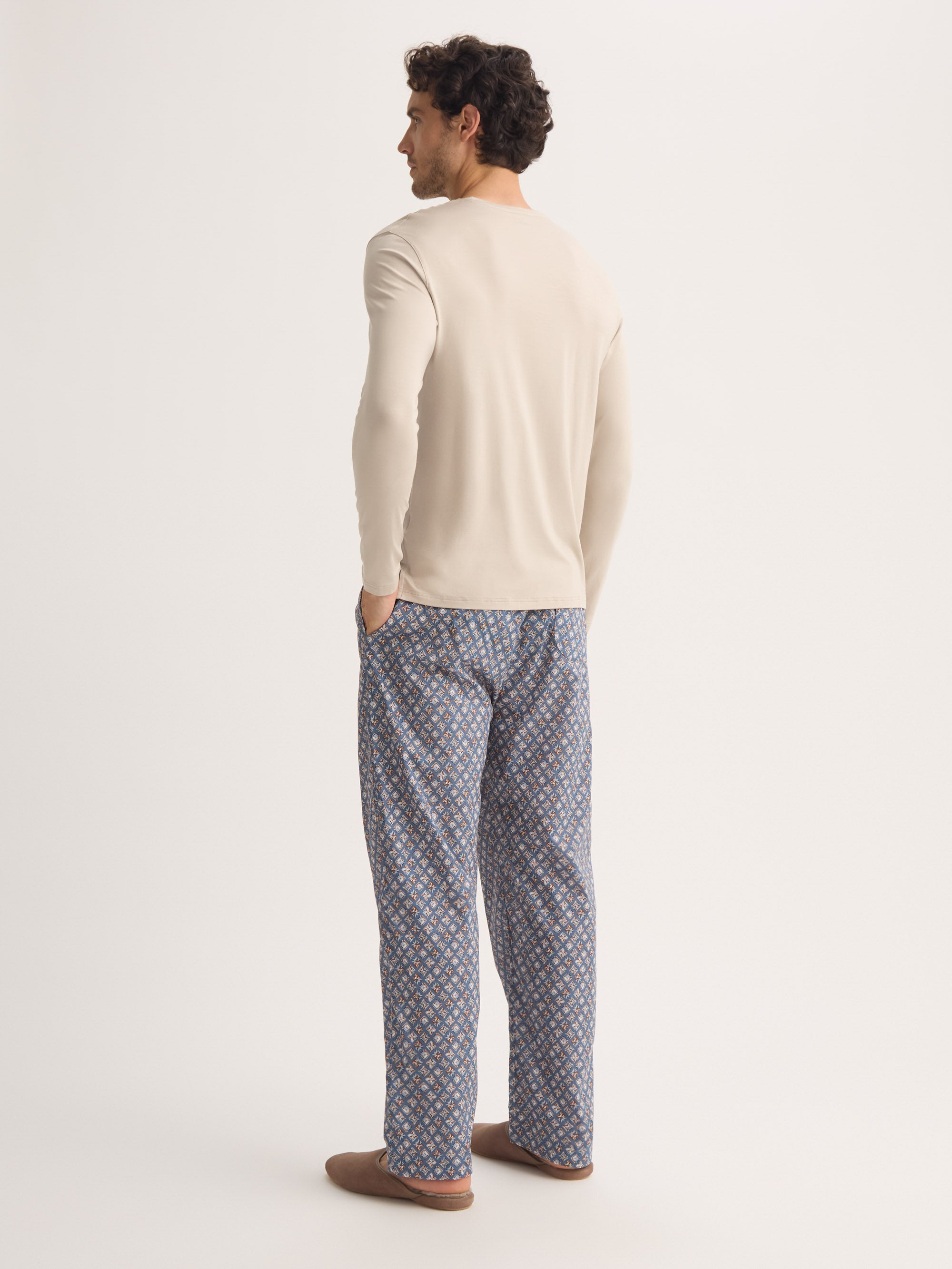 Men's Long Sleeve T-Shirt Basel Micro Modal Stretch Light Stone