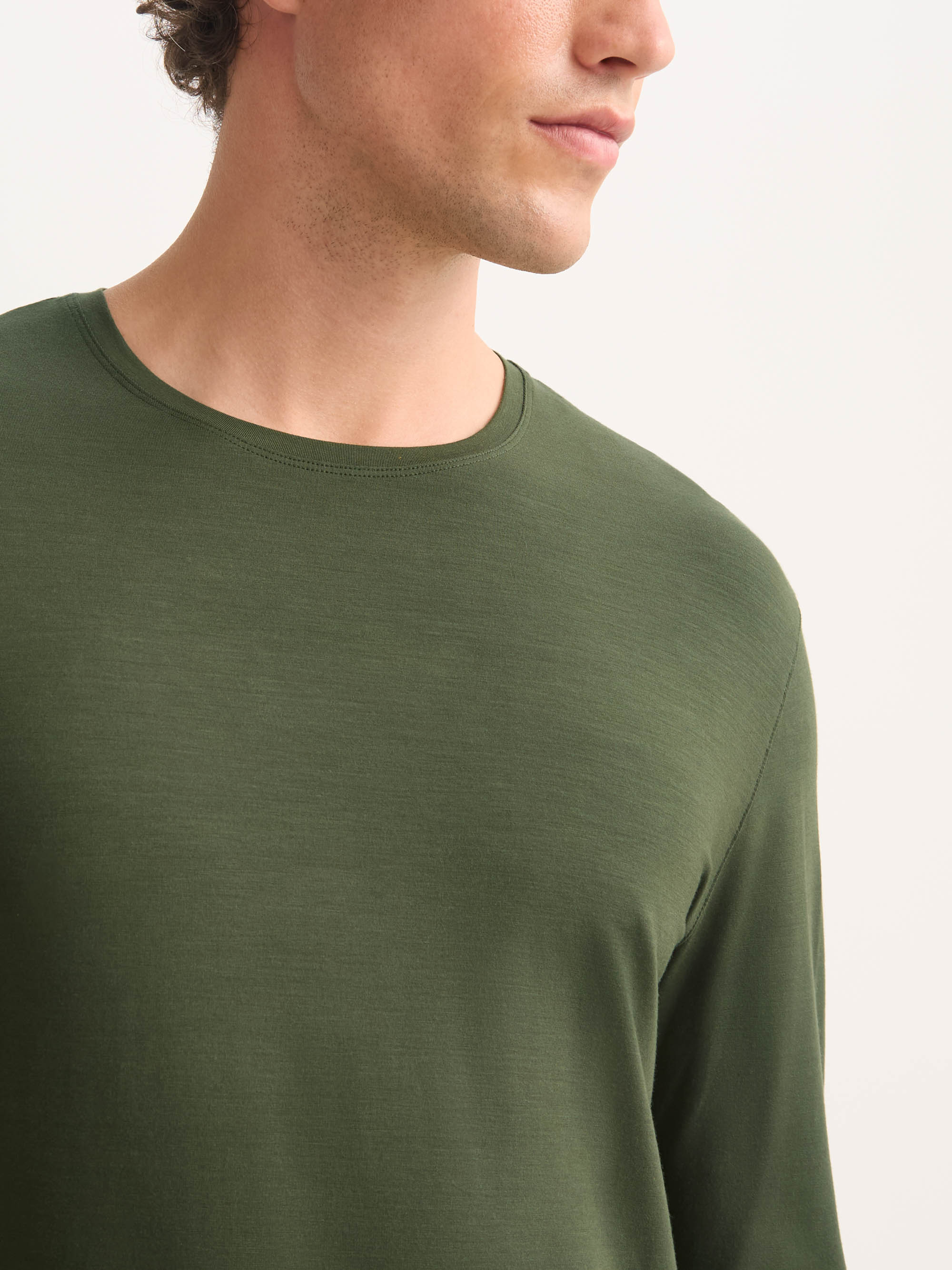 Men's Long Sleeve T-Shirt Basel Micro Modal Stretch Evergreen