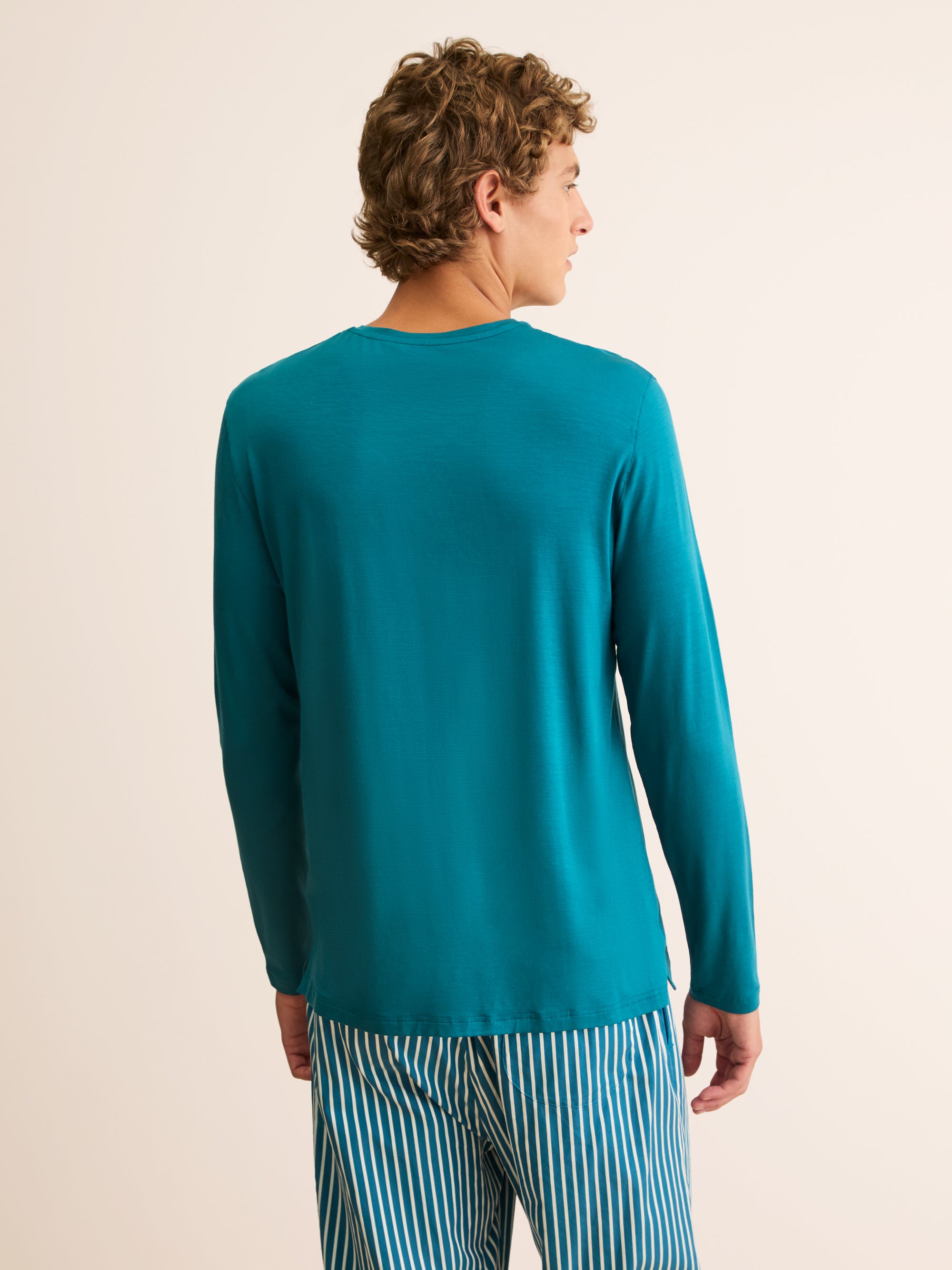 Men's Long Sleeve T-Shirt Basel Micro Modal Stretch Teal