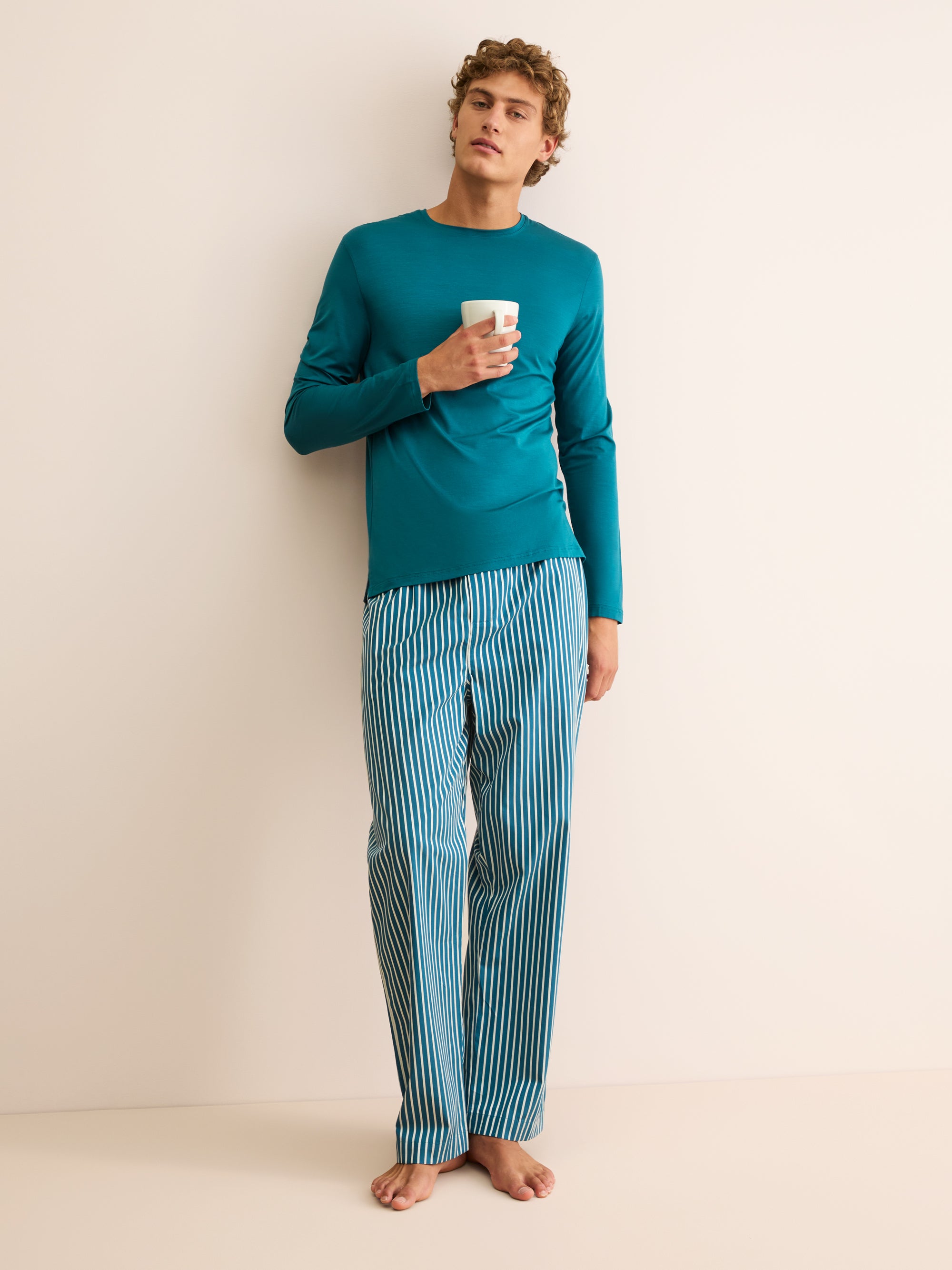 Men's Long Sleeve T-Shirt Basel Micro Modal Stretch Teal