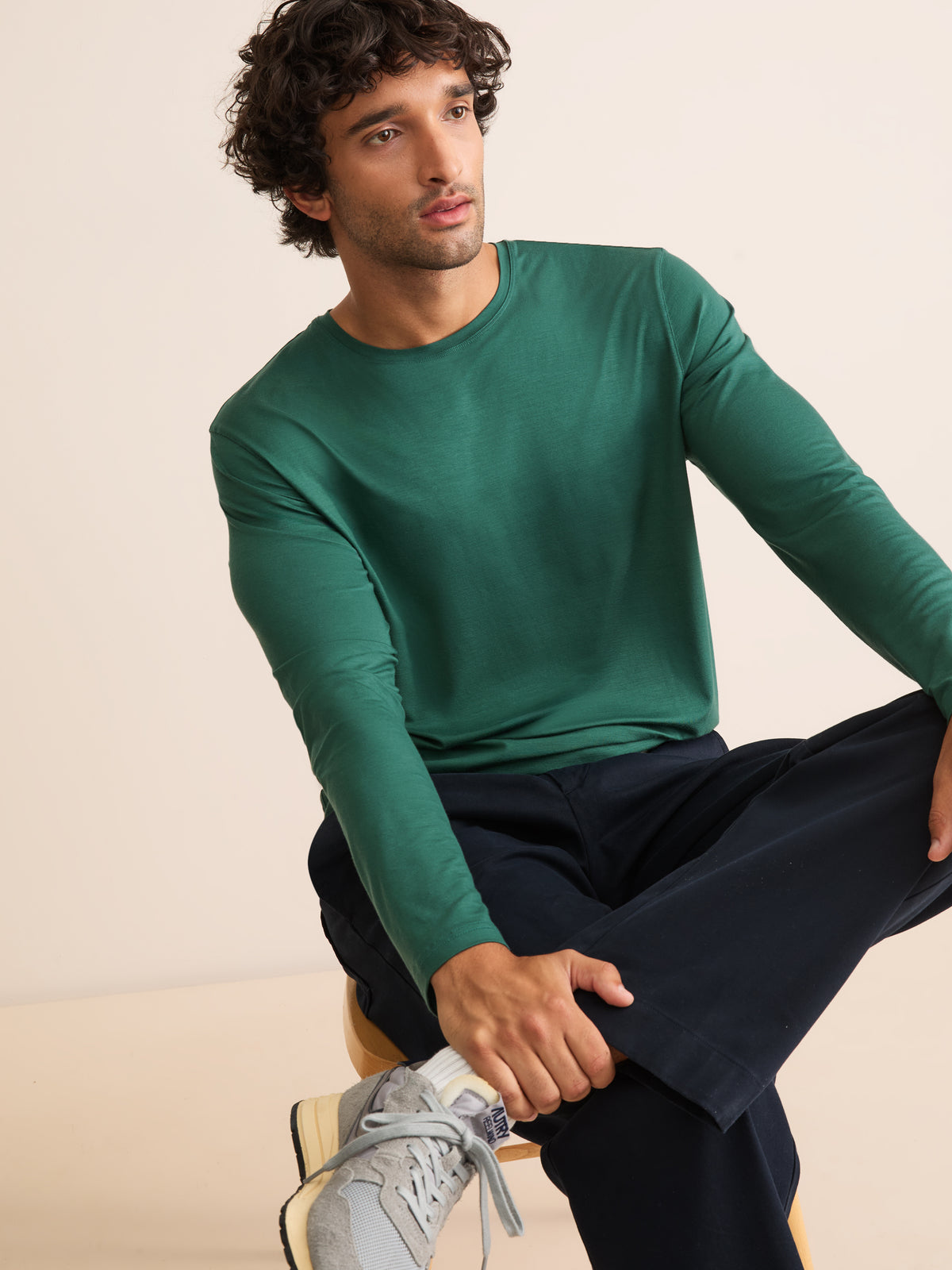Basel Micro Modal Long Sleeve T-Shirt Pine Green