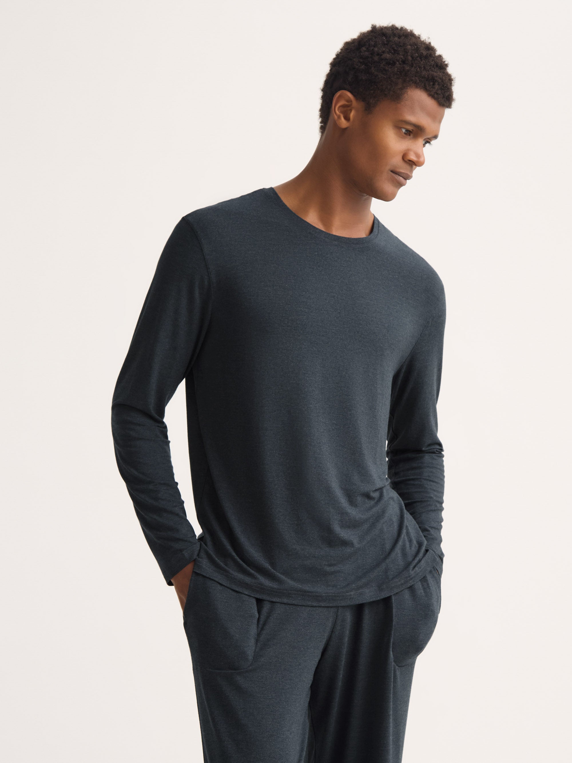 Men's Long Sleeve T-Shirt Marlowe Micro Modal Stretch Anthracite