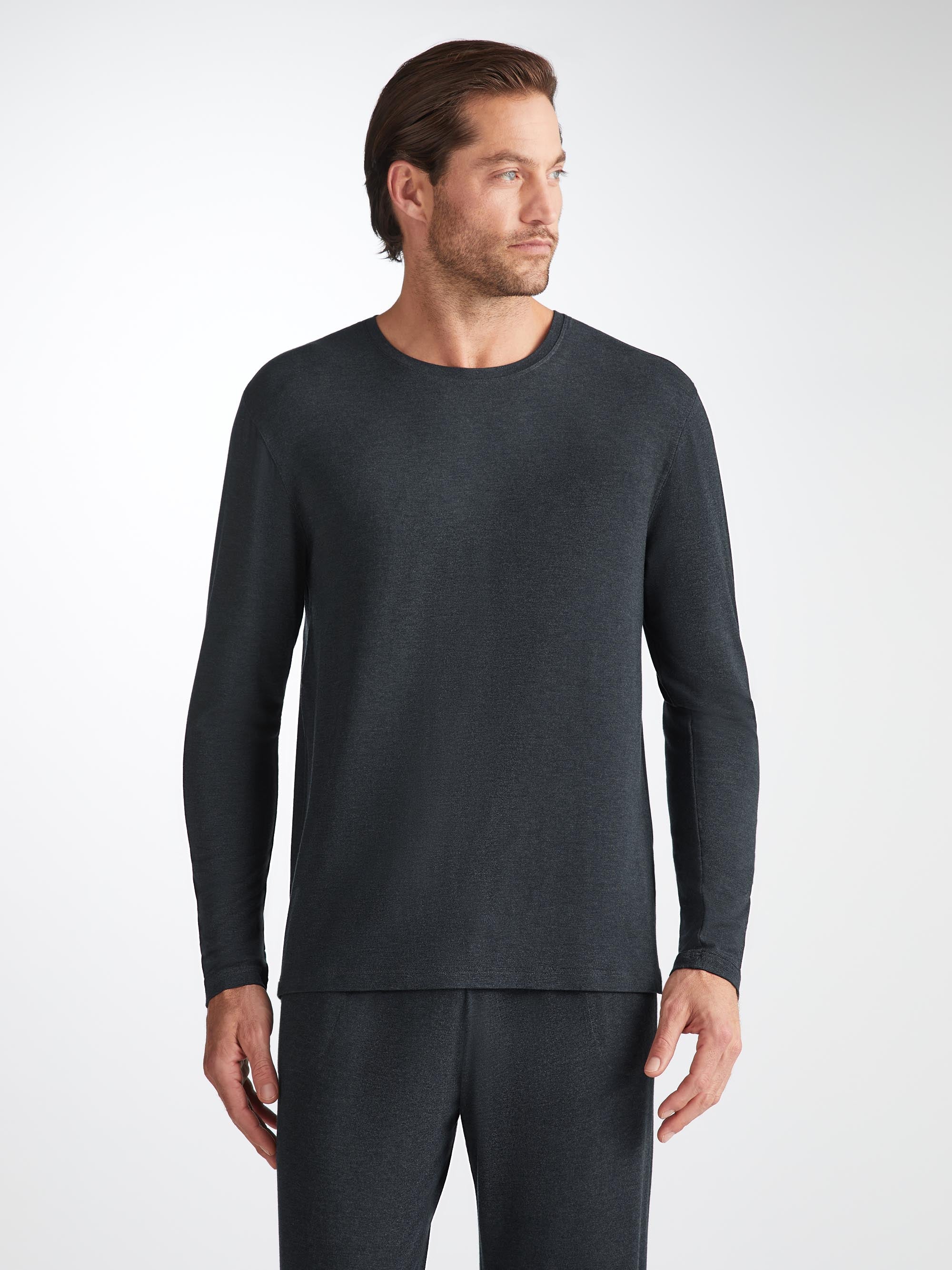 Men's Long Sleeve T-Shirt Marlowe Micro Modal Stretch Anthracite