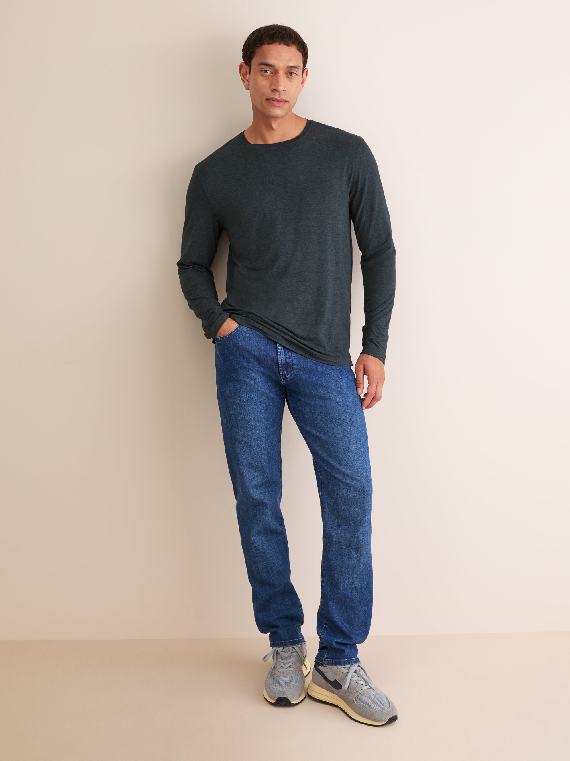 Men's Long Sleeve T-Shirt Marlowe Micro Modal Stretch Anthracite