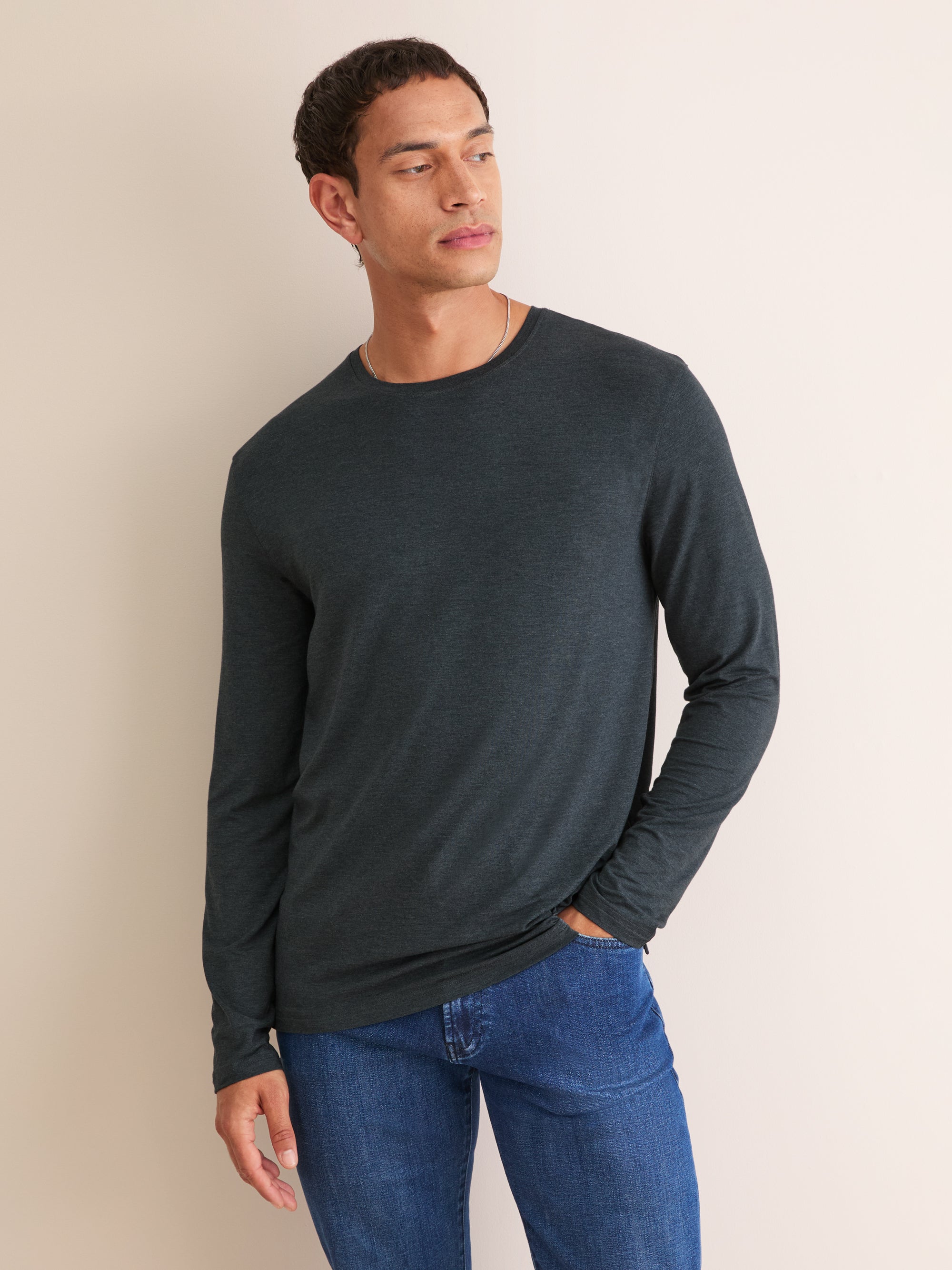 Men's Long Sleeve T-Shirt Marlowe Micro Modal Stretch Anthracite