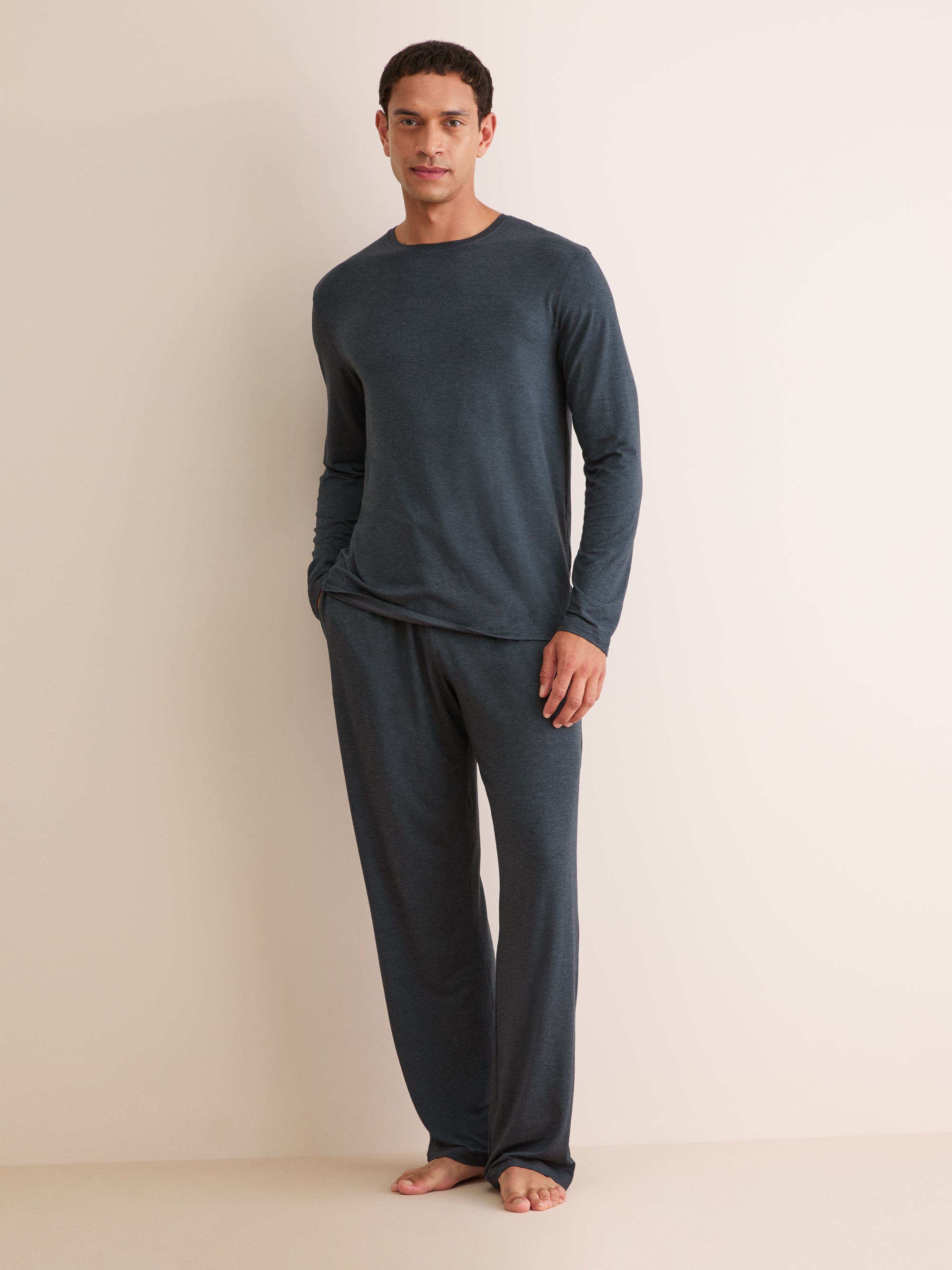 Men's Long Sleeve T-Shirt Marlowe Micro Modal Stretch Anthracite