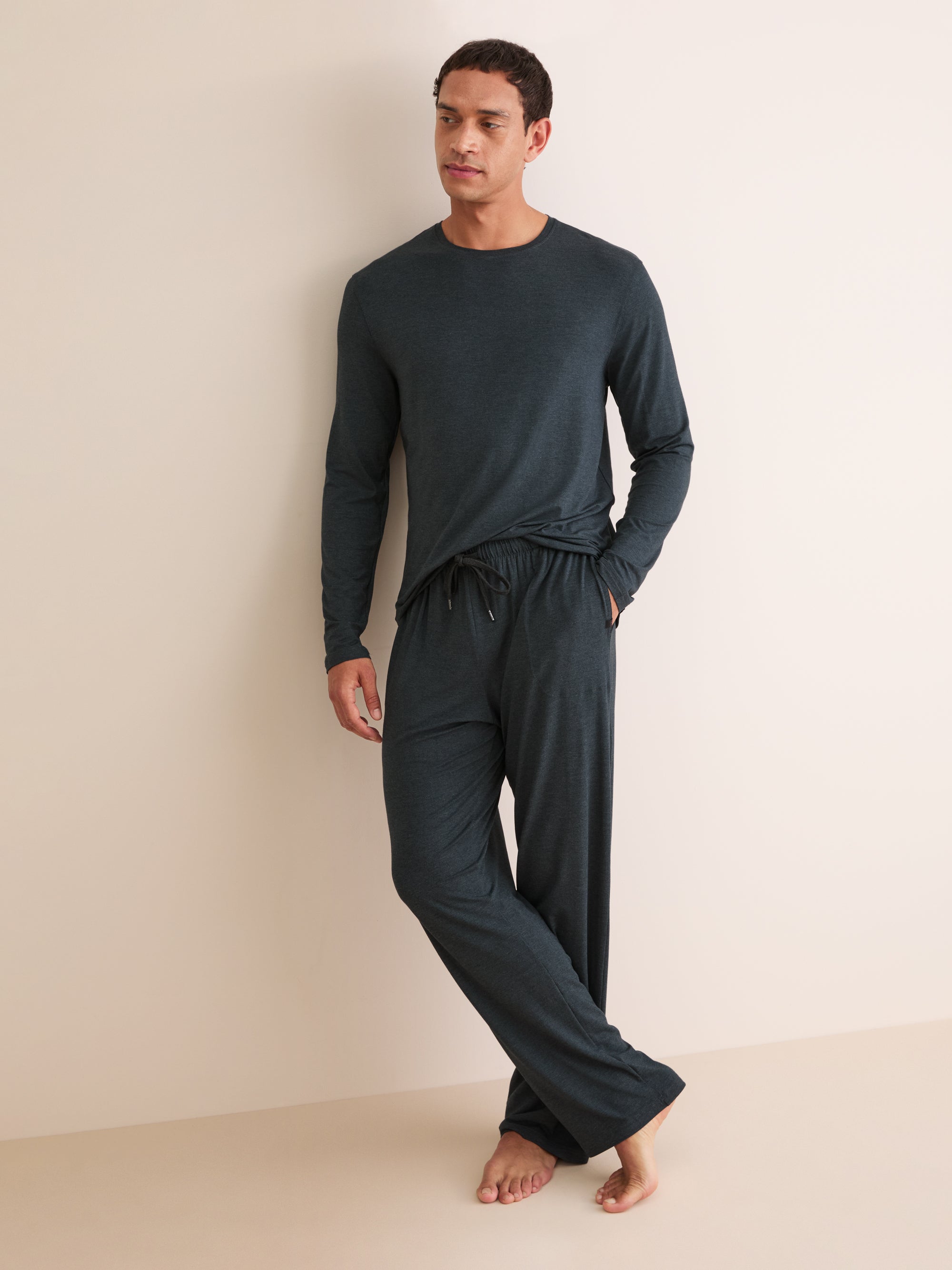 Men's Long Sleeve T-Shirt Marlowe Micro Modal Stretch Anthracite