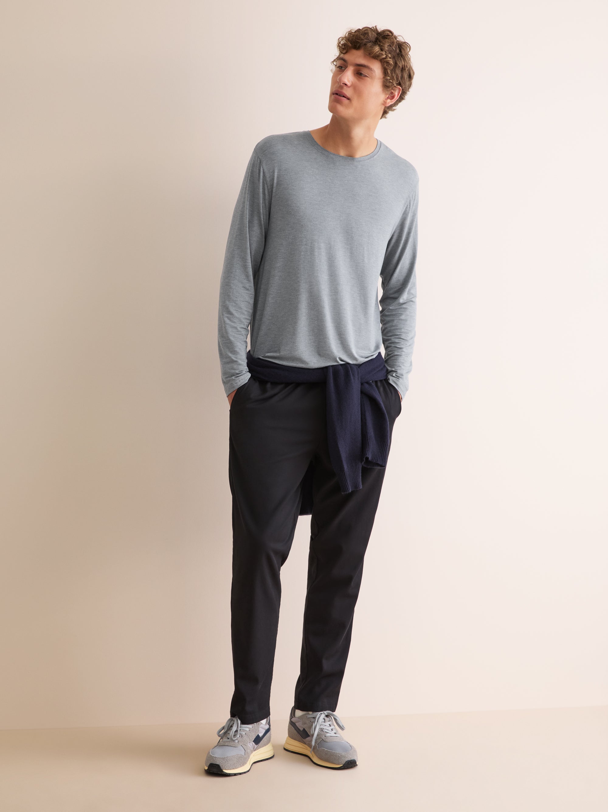 Men's Long Sleeve T-Shirt Marlowe Micro Modal Stretch Charcoal