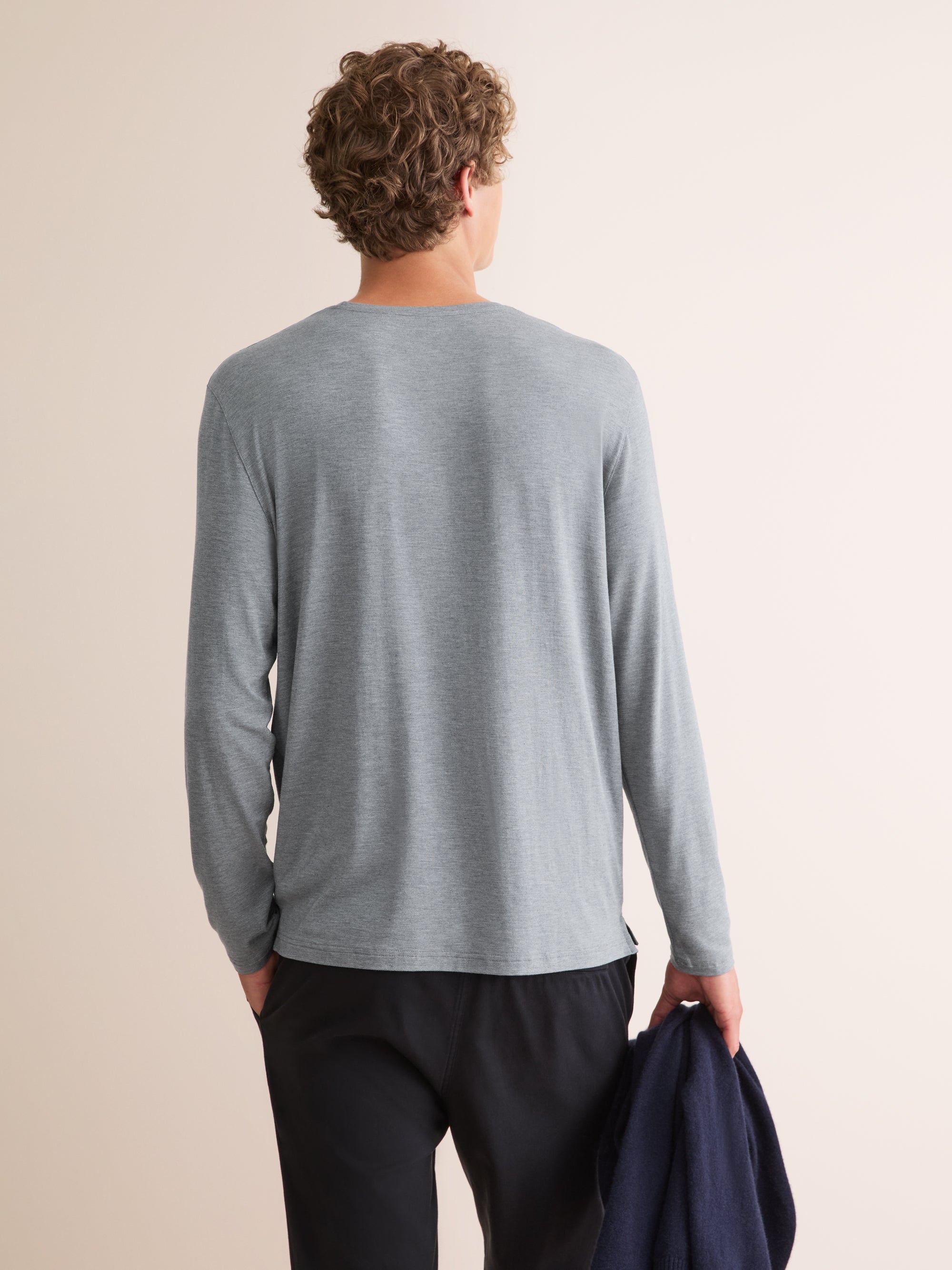 Men's Long Sleeve T-Shirt Marlowe Micro Modal Stretch Charcoal