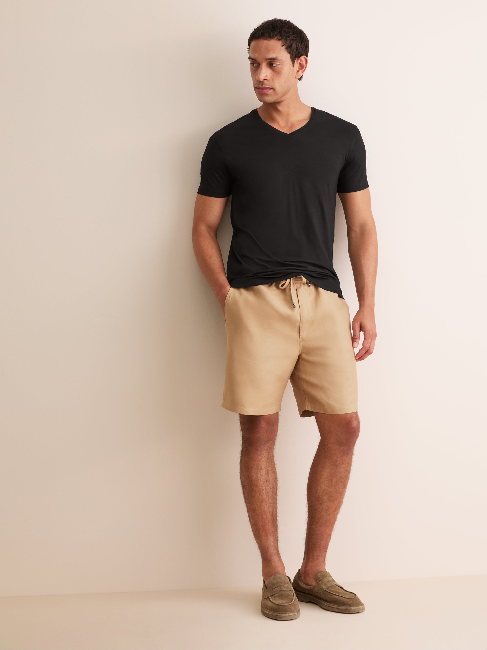 Men's V-Neck T-Shirt Basel Micro Modal Stretch Black