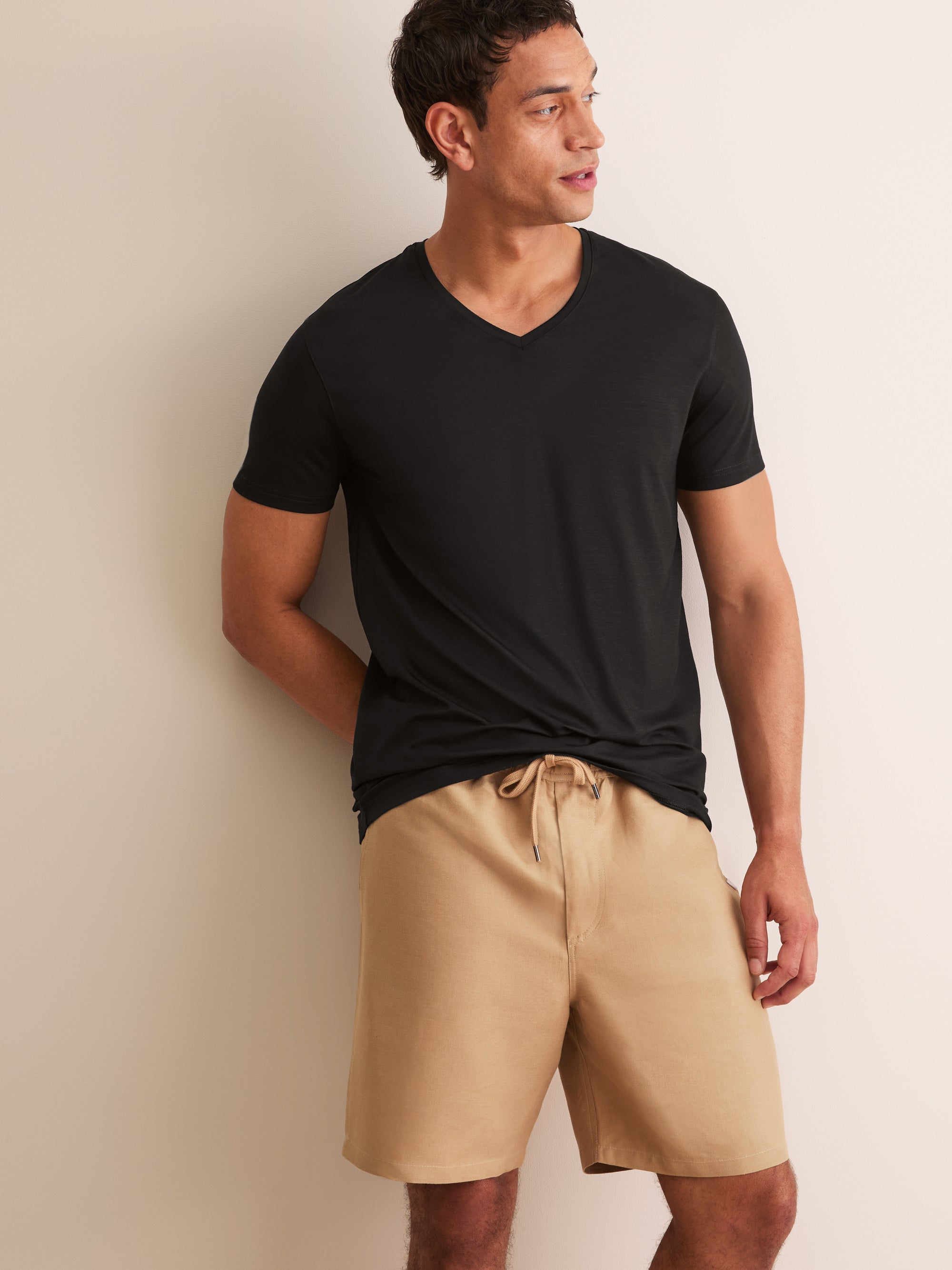 Men's V-Neck T-Shirt Basel Micro Modal Stretch Black