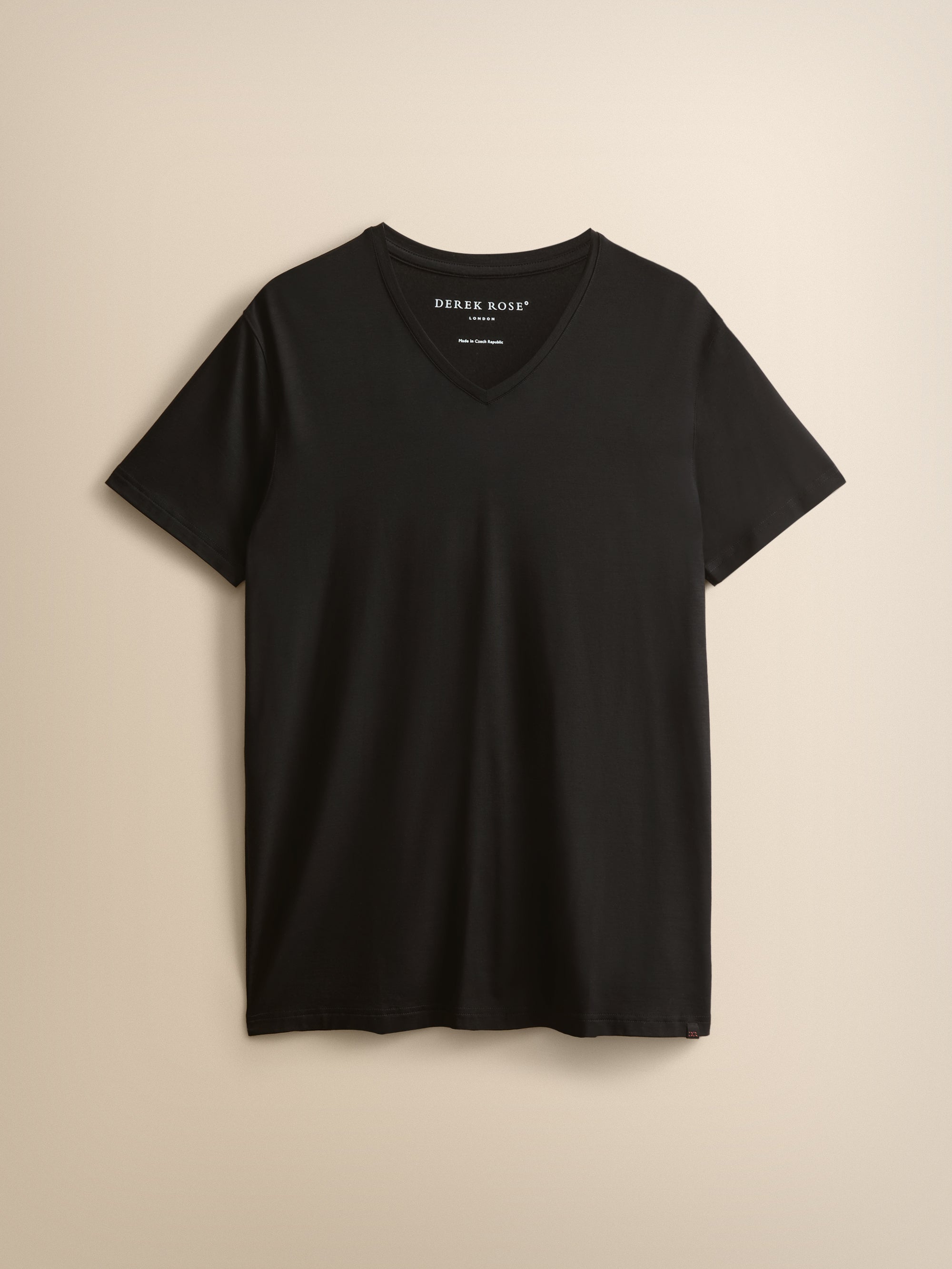 Men's Basel Micro Modal V-Neck T-Shirt Black | Derek Rose